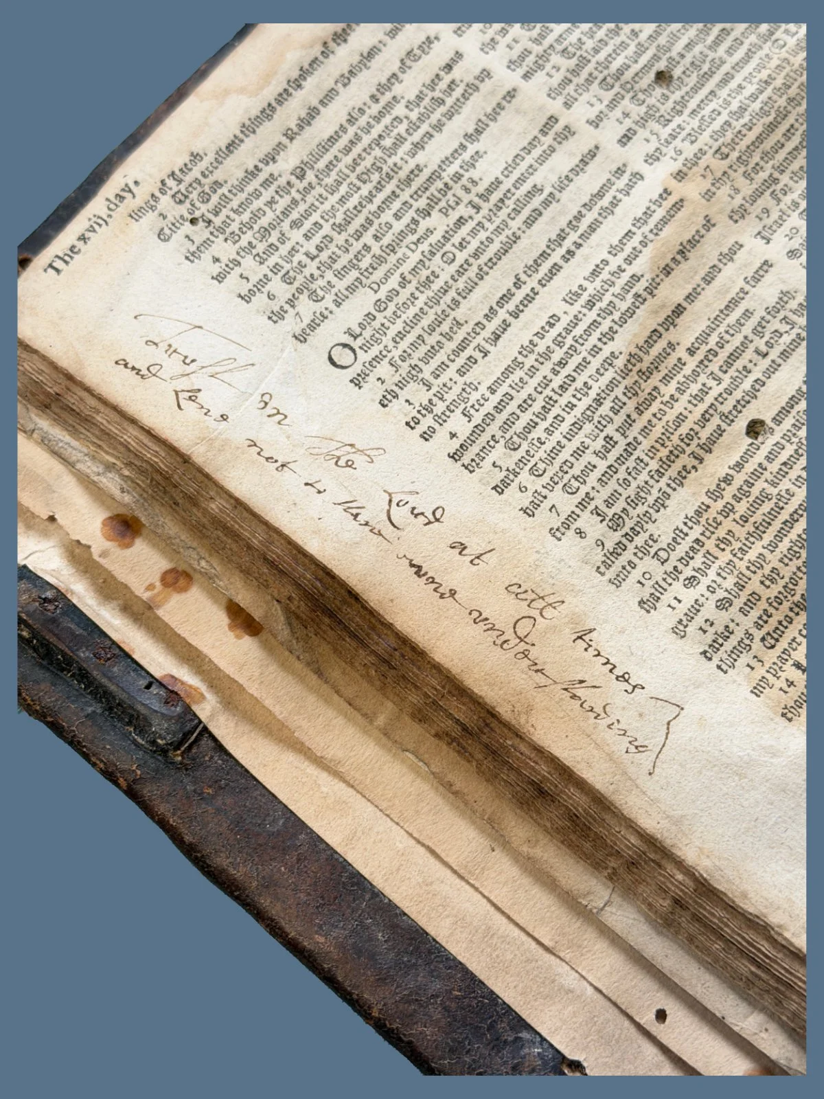 Handwritten Prayer in an early English Bible
