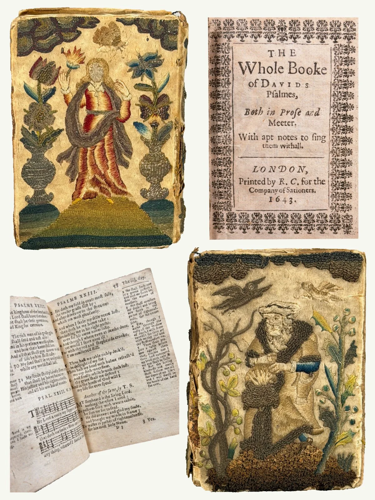 1643 Psalter with Embroidered Stump Work Binding