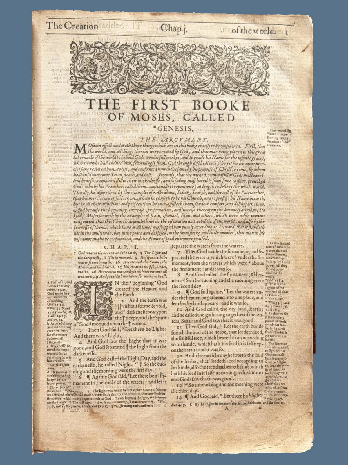 First Page of Genesis from a Breeches Bible