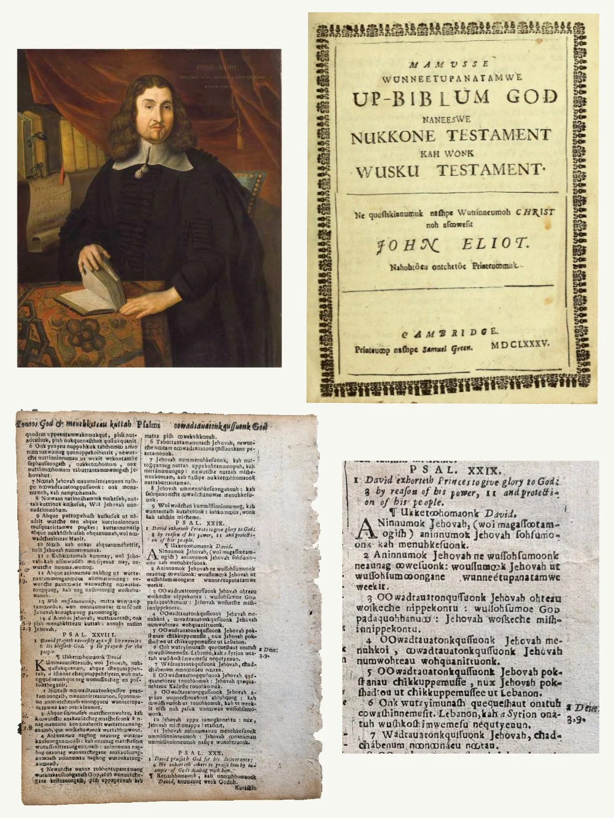 1685 Eliot Indian Bible Leaves - Second Edition of the First Bible Printed in America