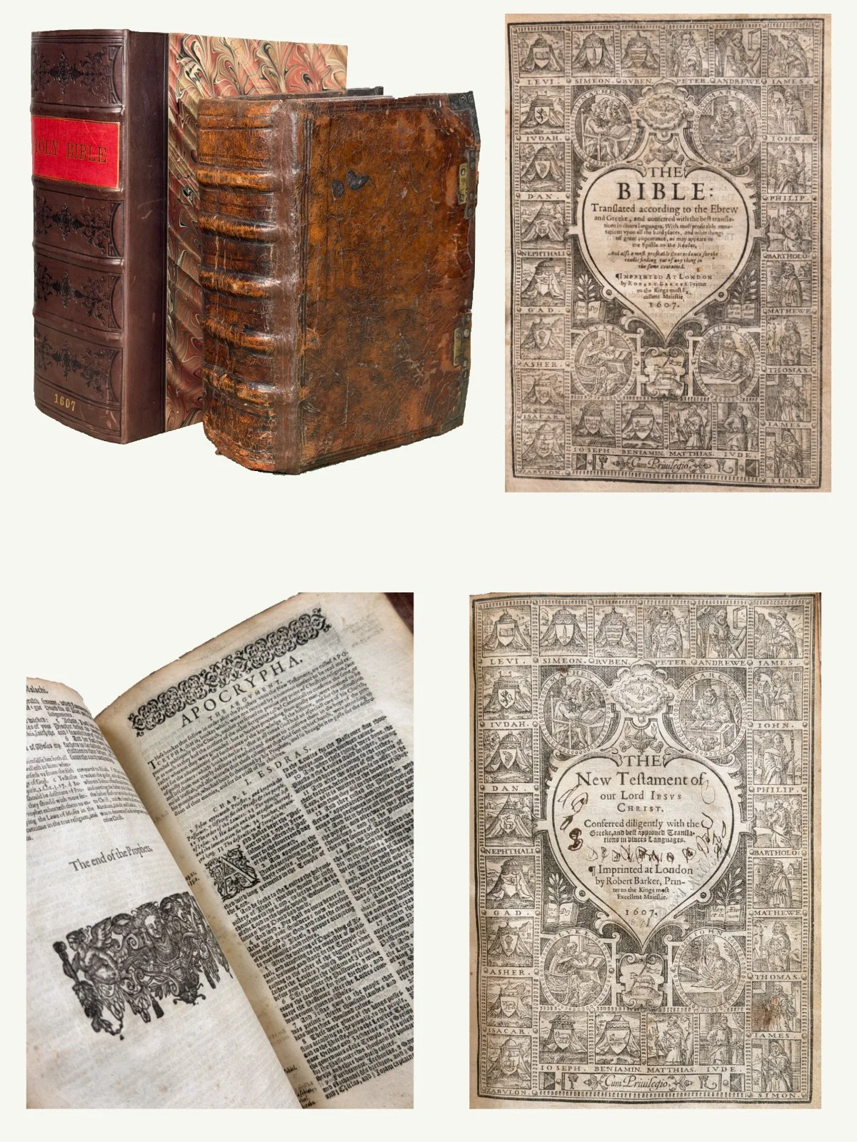 1607 Black Letter Geneva Bible with Metalwork and Clamshell