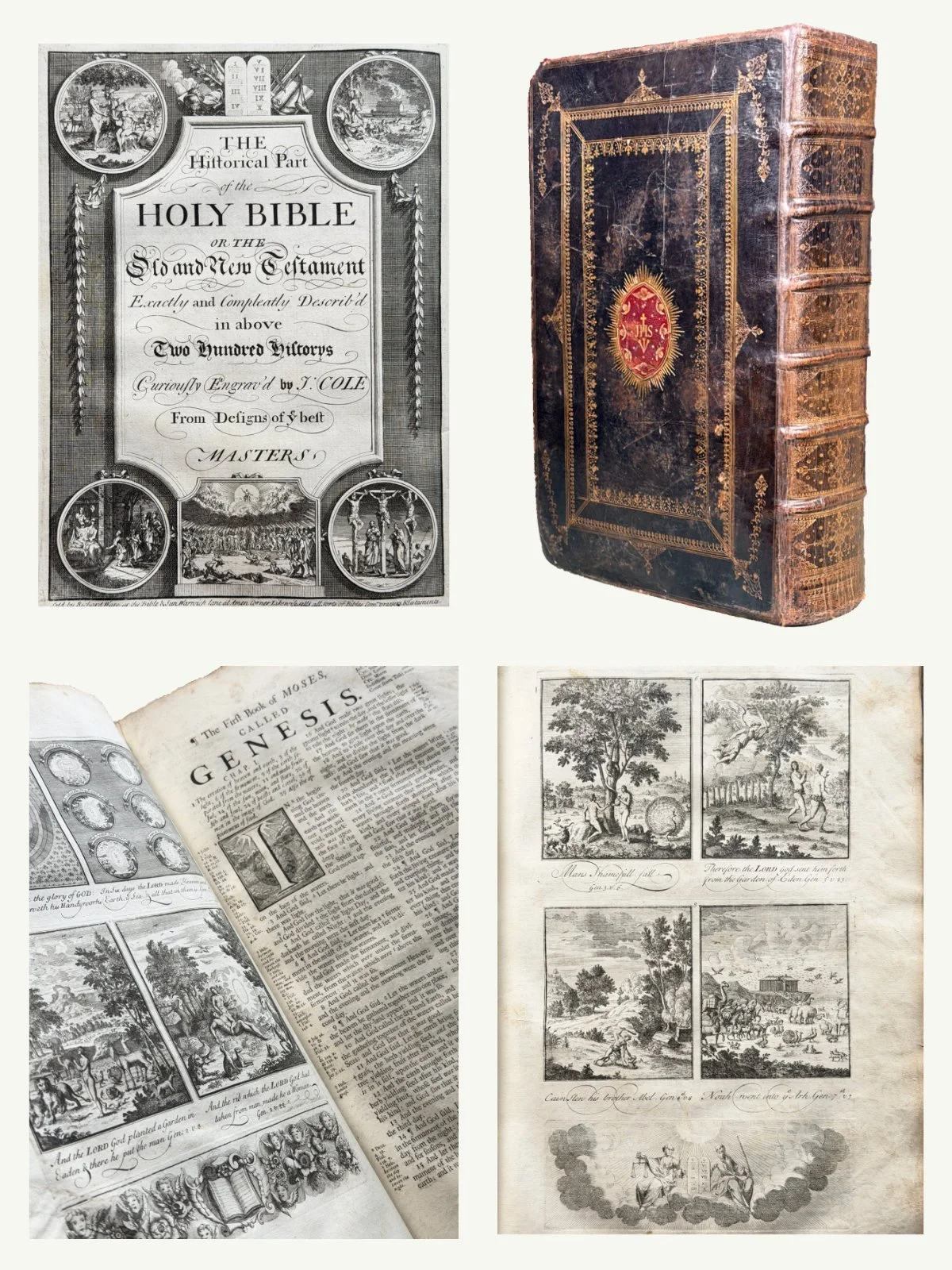 1715 Illustrated Pulpit Folio King James Bible in Stunning Period Binding