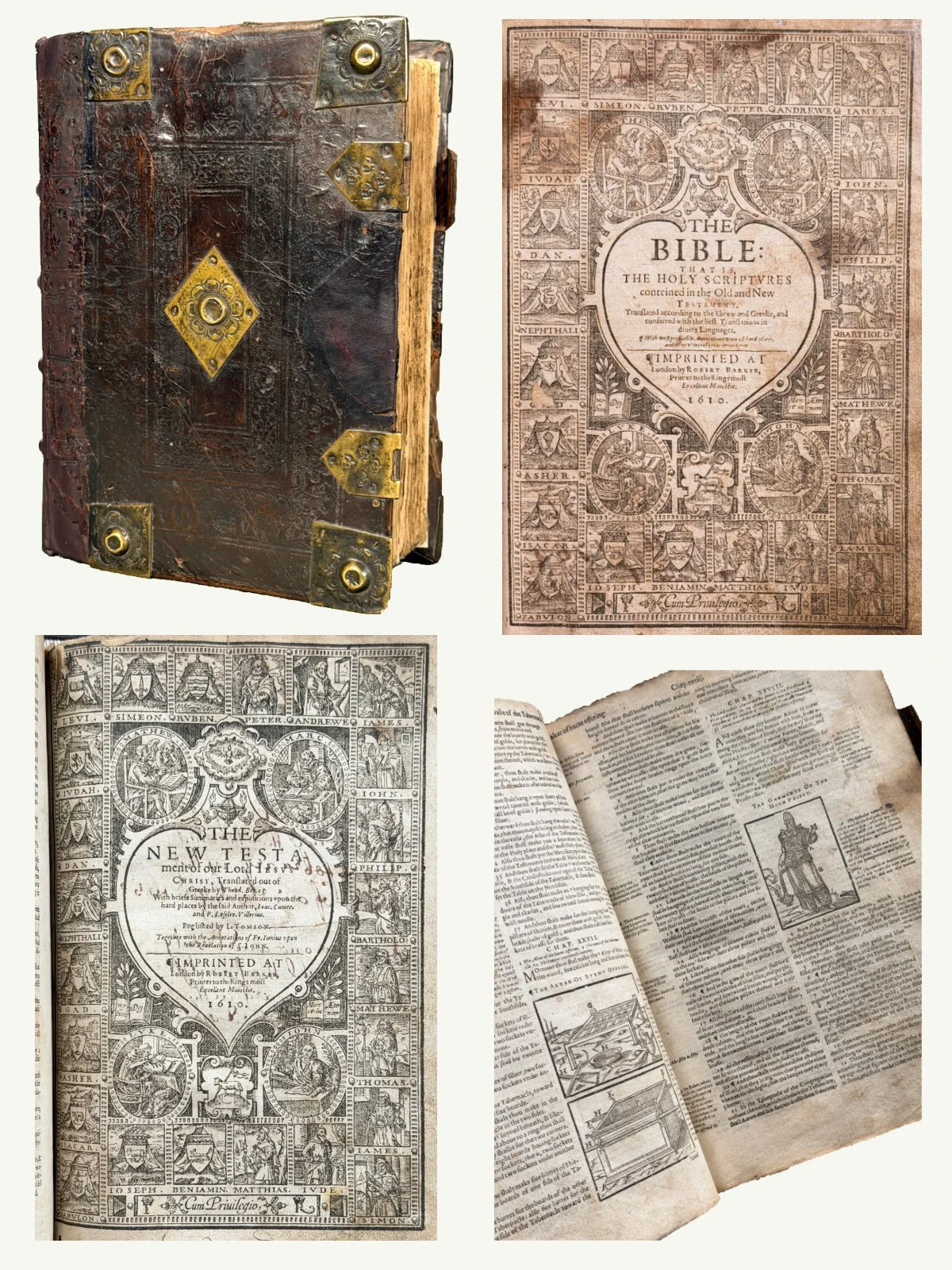 1611 Quarto Illustrated Geneva Bible with Judas Misprint and Metalwork