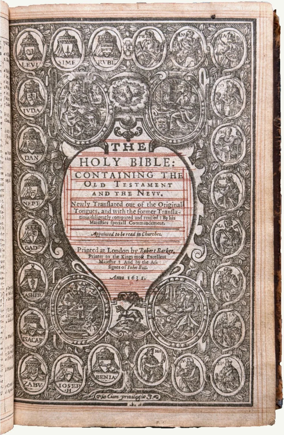 Complete 1631 Wicked Bible Title Page Ruled in Red