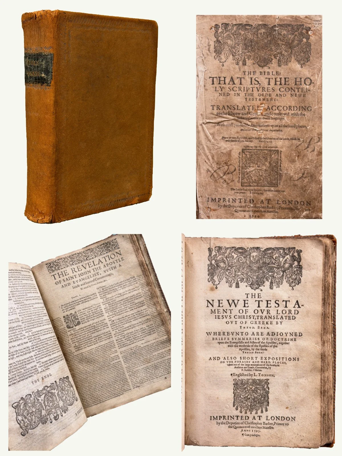 1594 Illustrated Quarto Geneva Bible in Reverse Calf