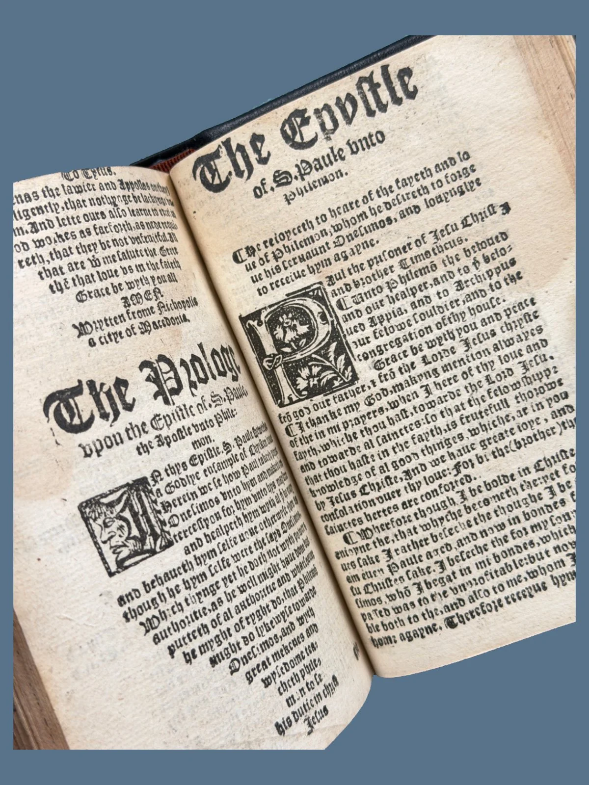 Black Letter Text to Philemon from a Tyndale New Testament