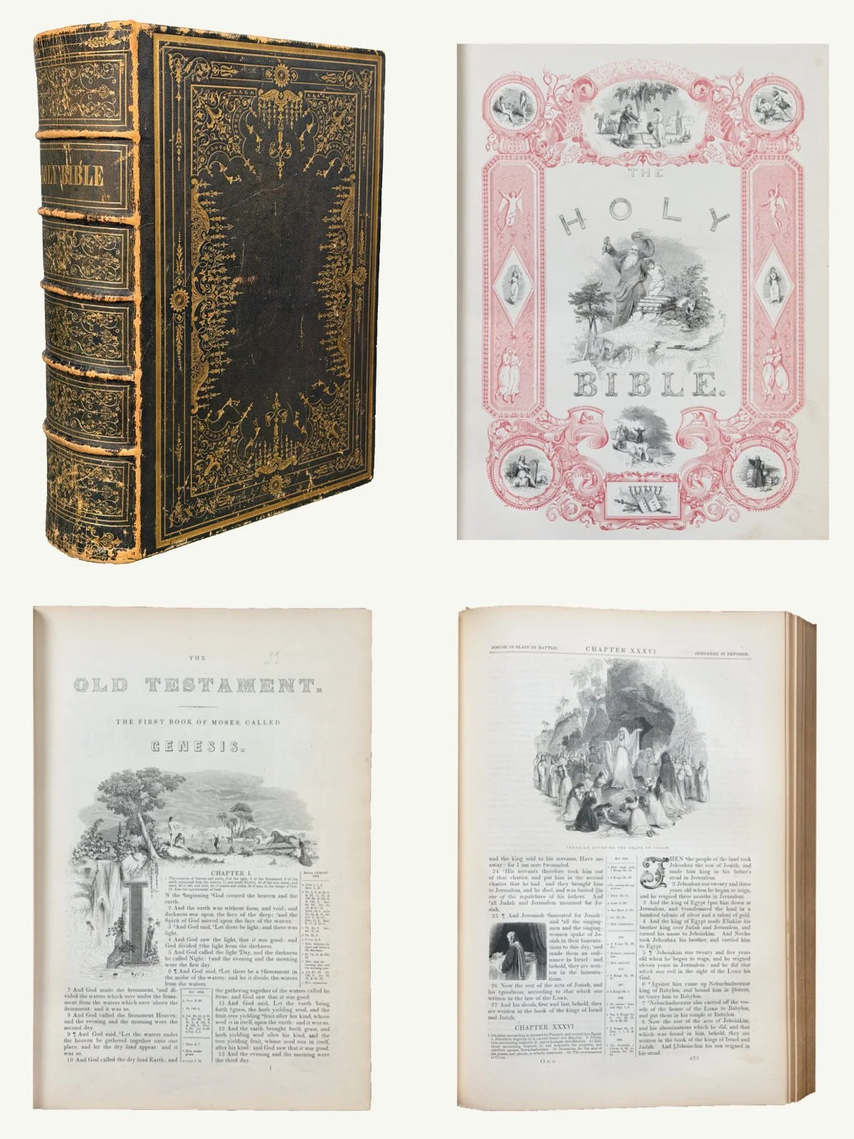 1846 Illustrated and Illuminated Harper Bible with 1600 Engravings