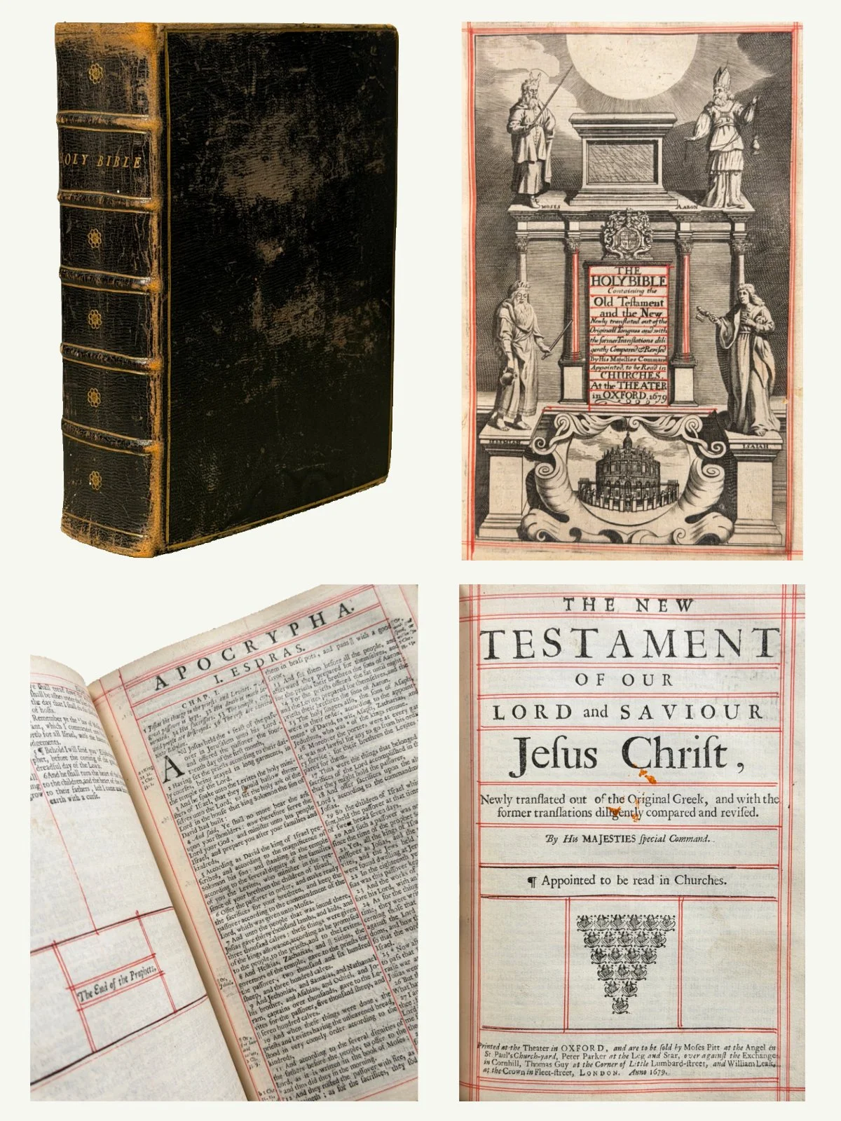 1679 Red Ruled Second Oxford King James Bible – The First with Dates in the Margins