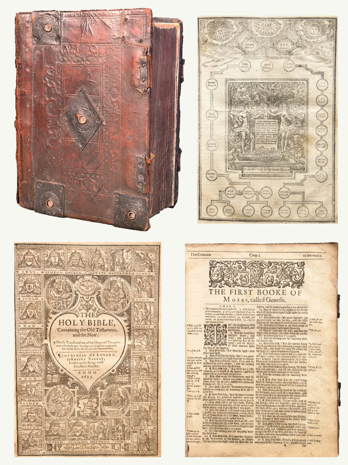 1613/14 Early Quarto King James Bible with Genealogies in Contemporary Boards