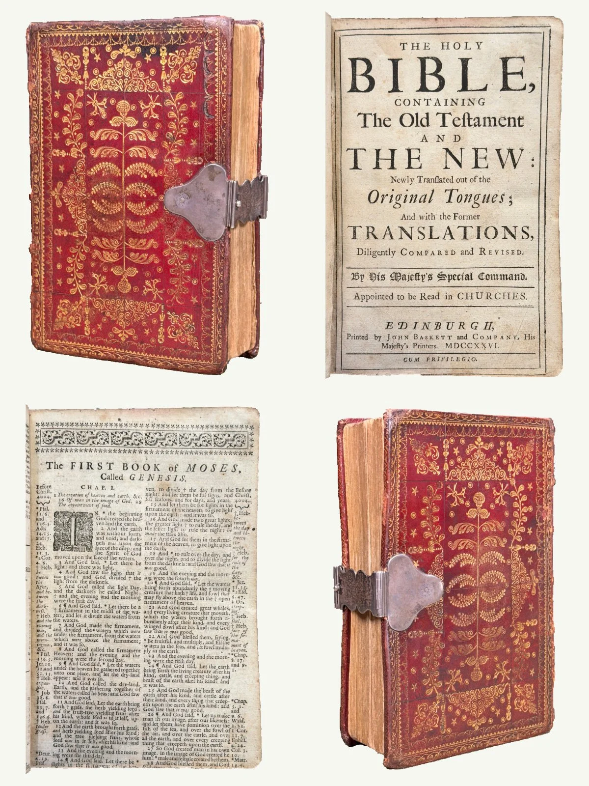 1726 King James Bible in a Scottish Herringbone Binding