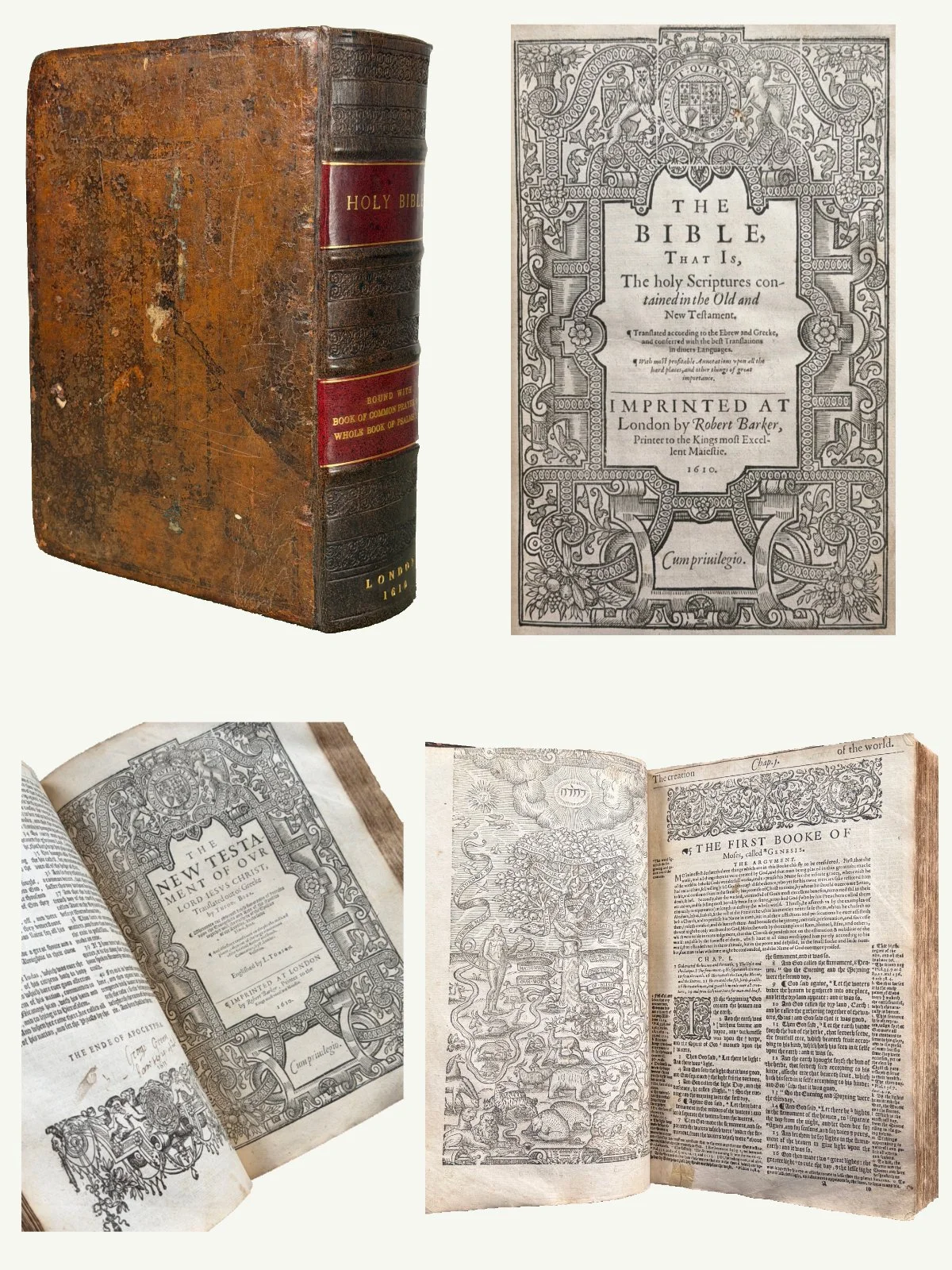 1610 Folio Illustrated Geneva Bible with Adam and Eve Engraving