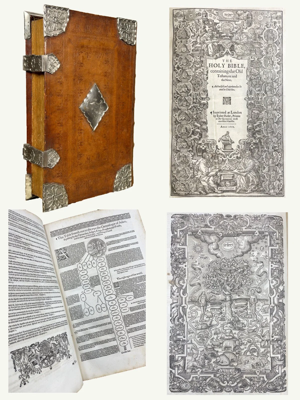 1602 Bishops’ Bible in Stunning Binding with Silver Clasps and Metalwork