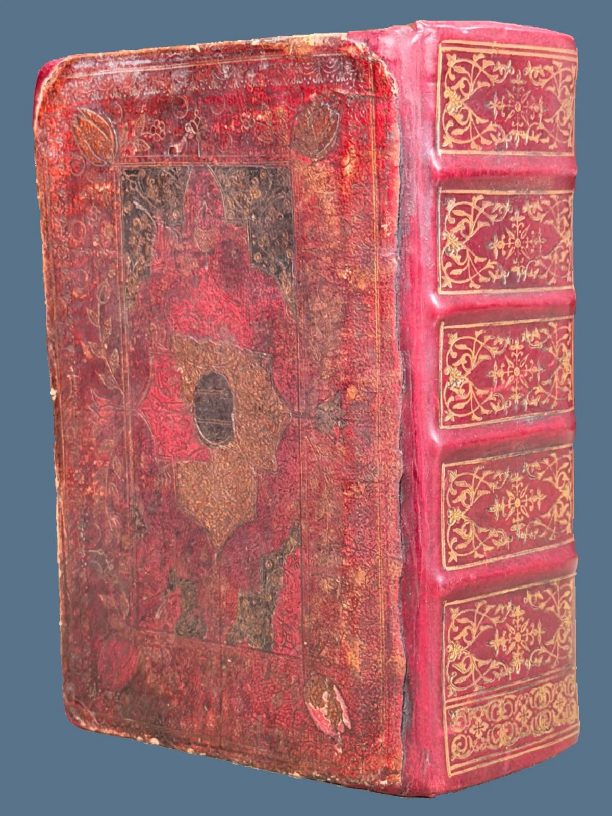 Red Ruled King James Bible with Gauffered Edges and 160 Engraved Plates