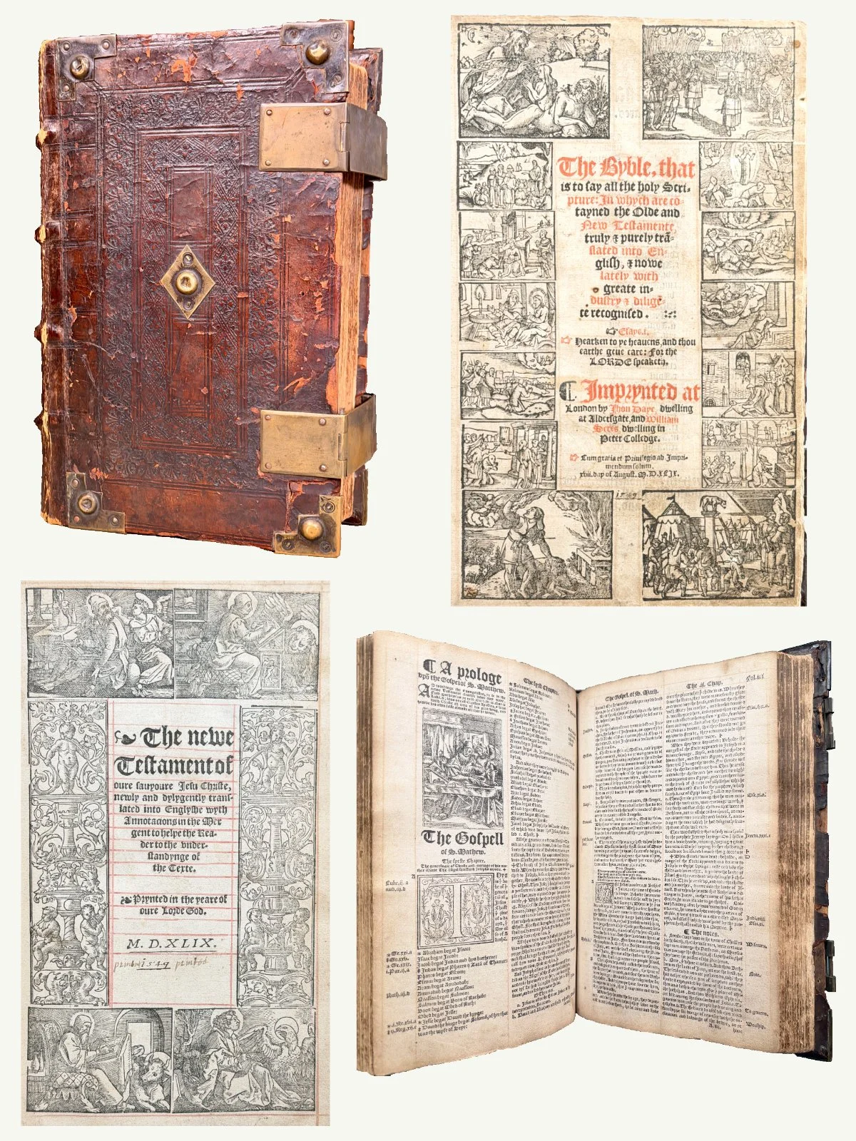 1549 Folio Illustrated Tyndale-Matthew’s Bible in Contemporary Binding with Metalwork