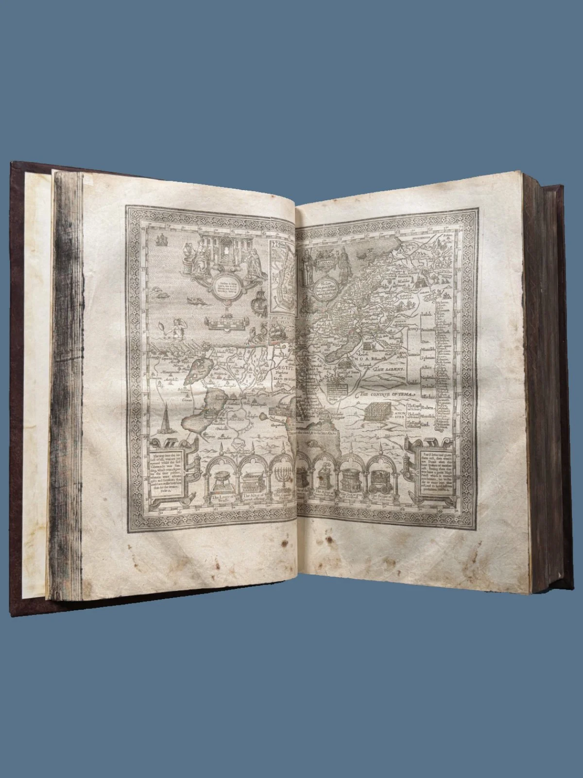 Double Page Map of Canaan in a 1632 King James Bible