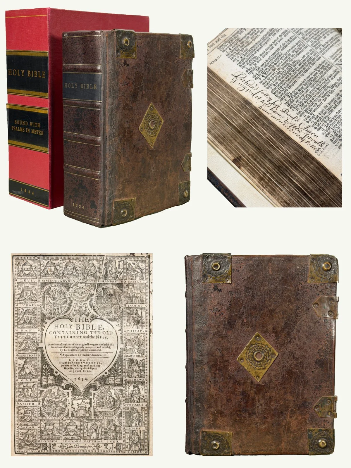 1634 Quarto King James Bible With Metalwork and Clamshell