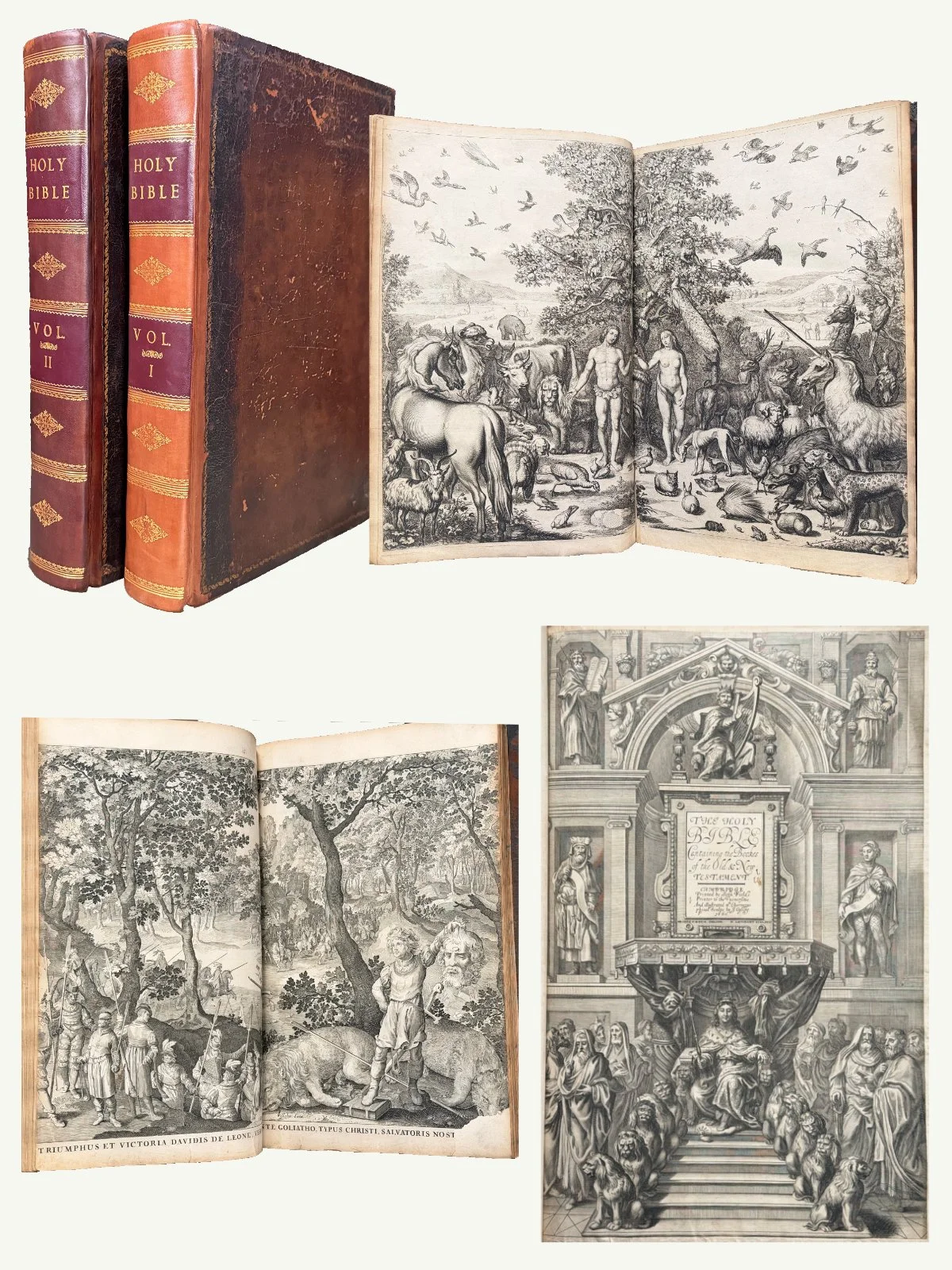 1660 John Field’s Restoration Bible with 80 Double Engraved Plates