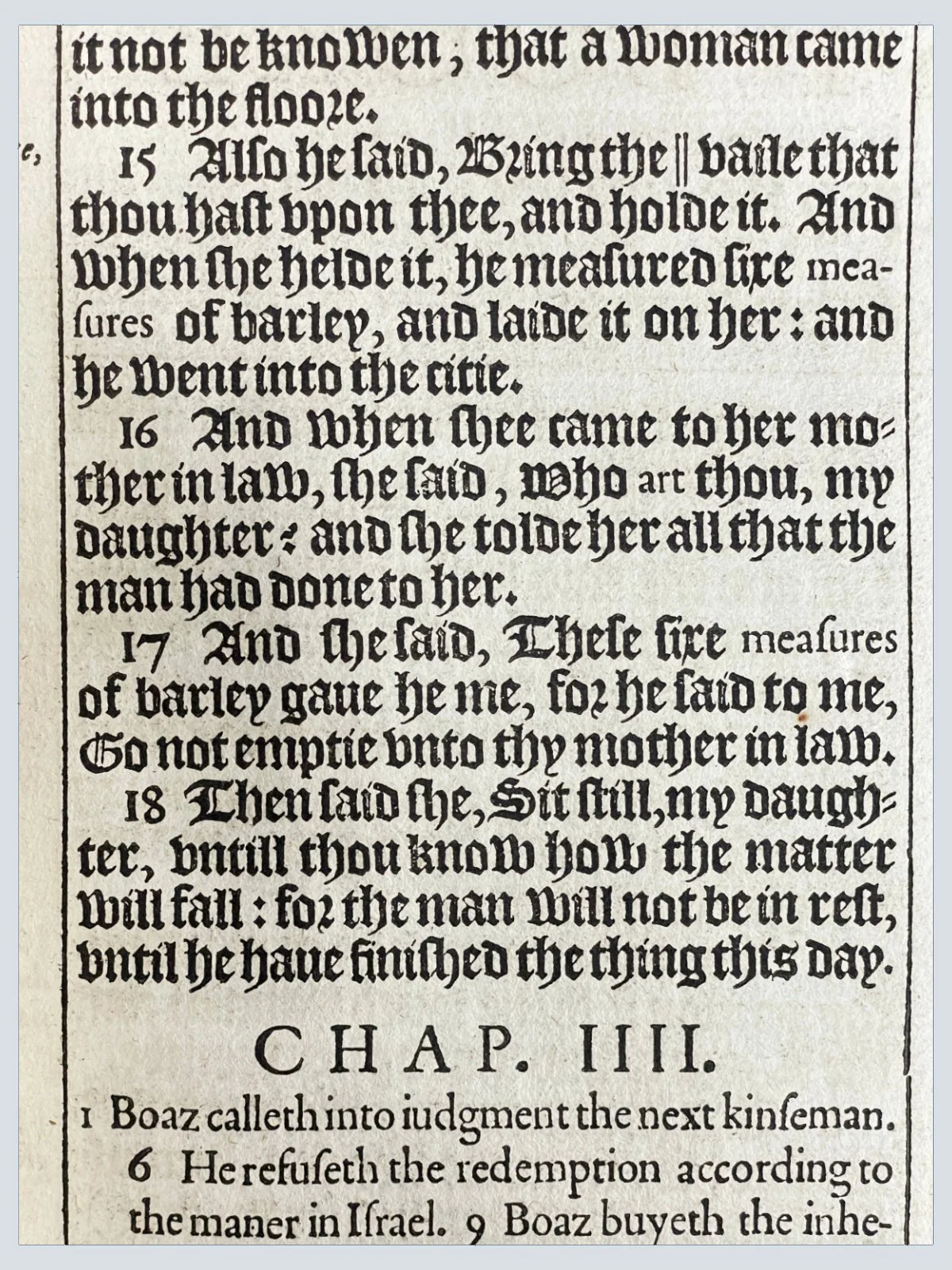 Reading of Ruth 3:15 in the 1611 First Edition He Bible