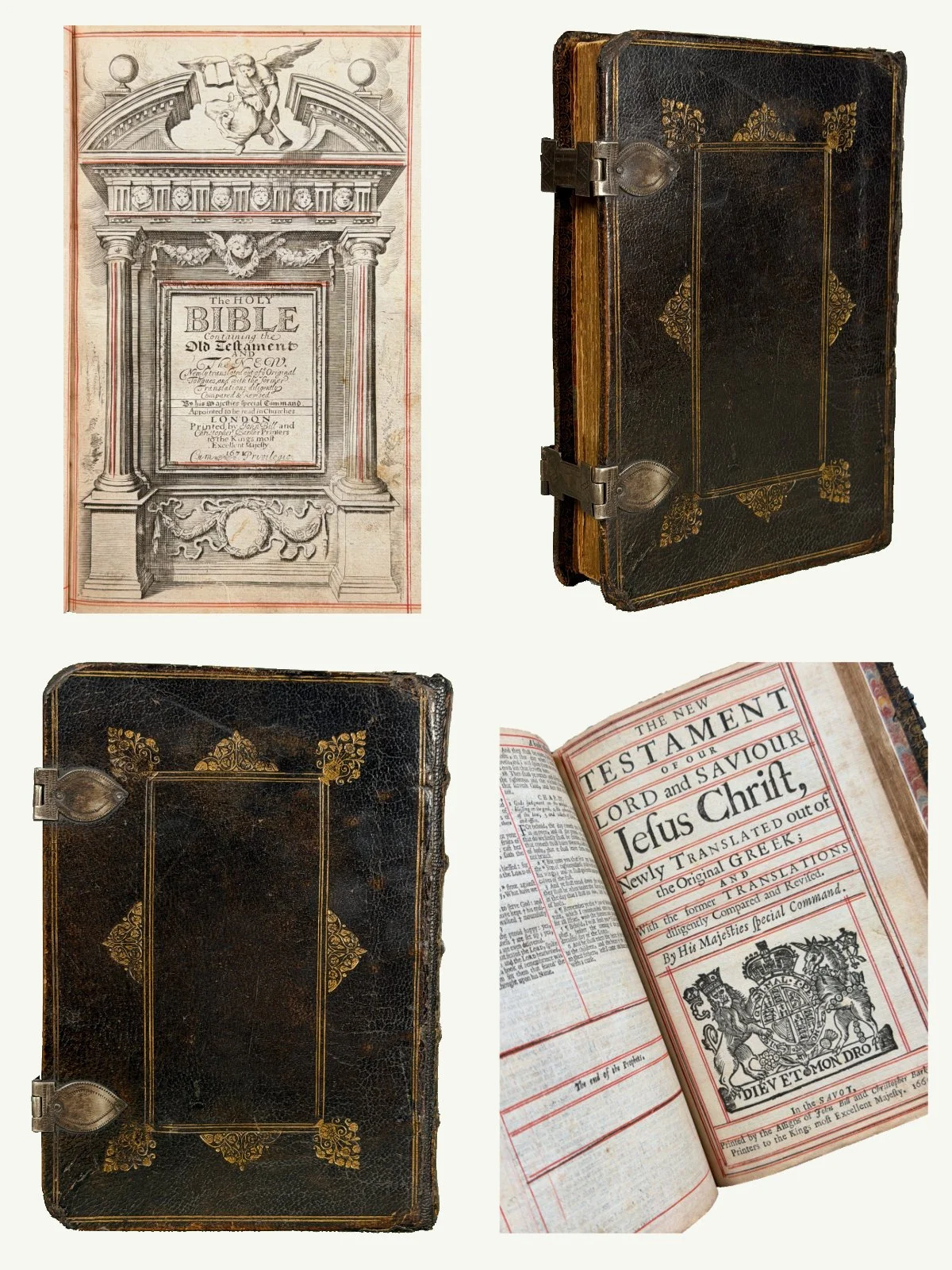 1671 Red Ruled King James Bible in Contemporary Binding with Clasps
