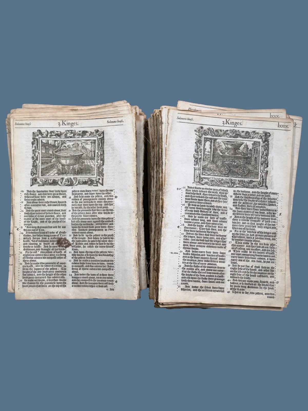 Bishops' Bible Pages with Woodcuts