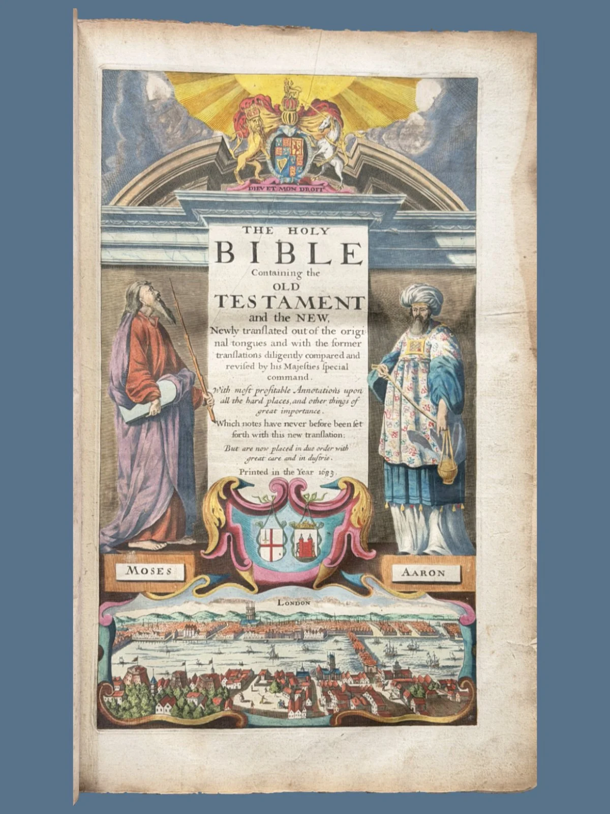 Hand Colored King James Bible Title Page