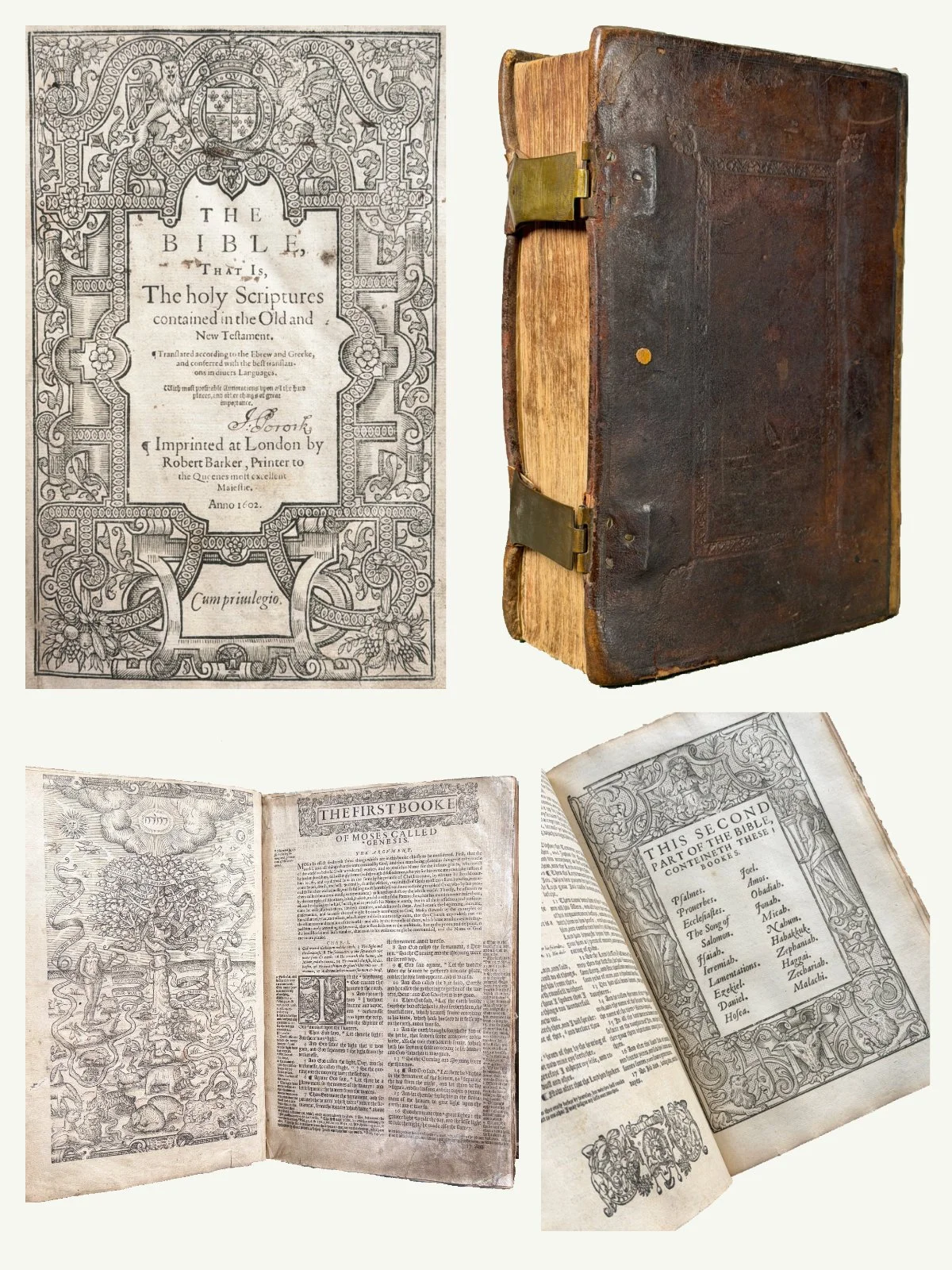1602 Folio Illustrated Geneva Bible with Clasps and Clamshell