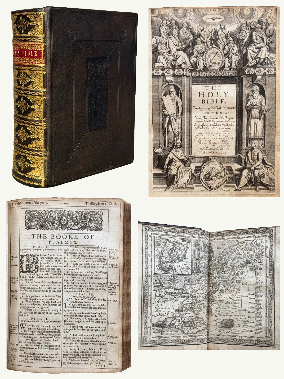 1612 First Quarto King James He Bible with Genealogies and Map
