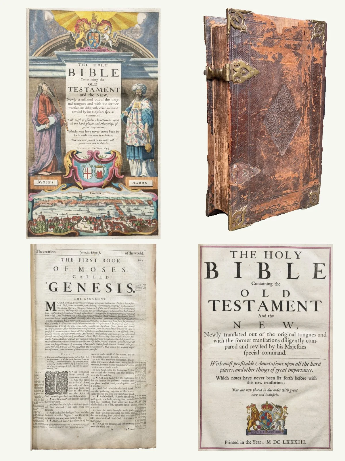 1679 Folio Hand Colored King James Bible with Geneva Notes