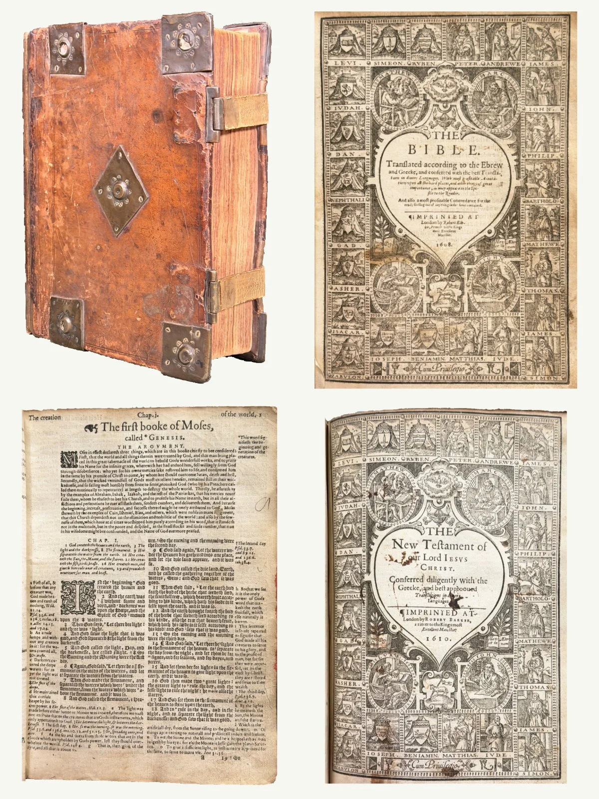 1608 Geneva Bible in Period Binding with Metalwork and Clasps