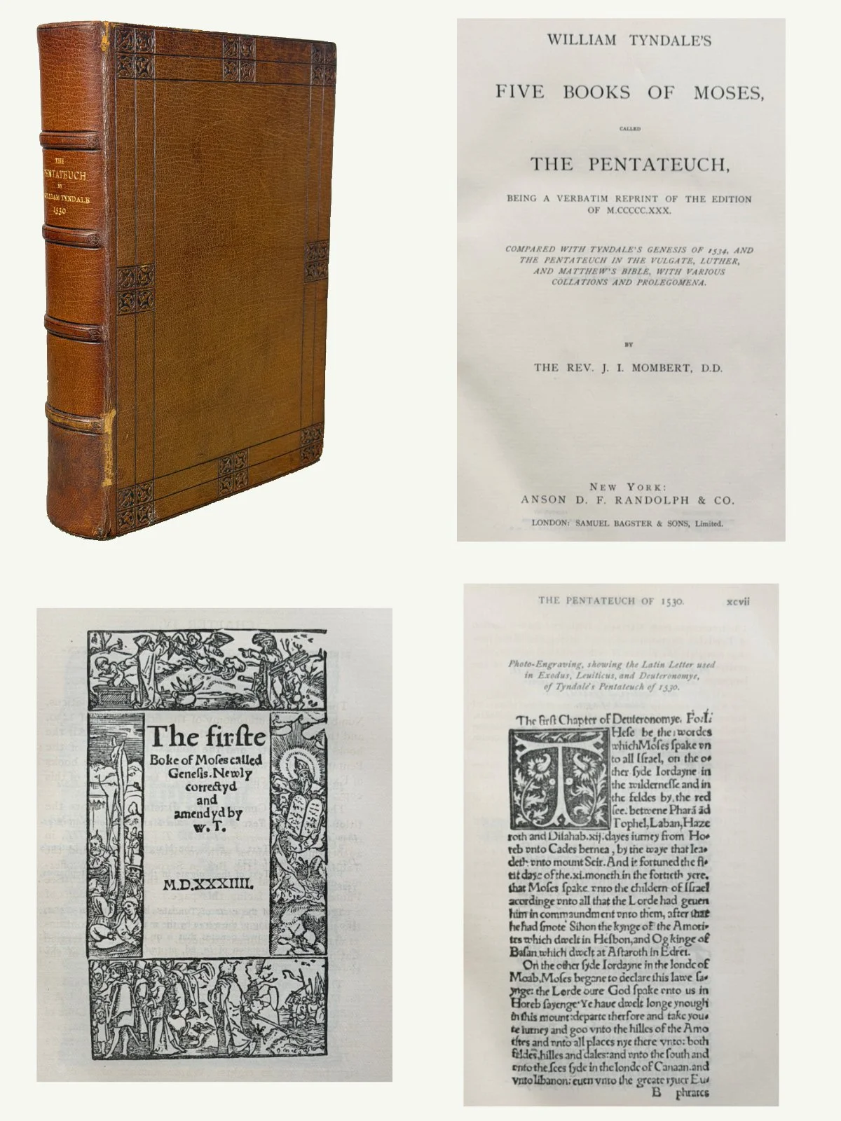 1884 Tyndale’s Five Books of Moses by Mombert - A Rare Copy of the First Scholarly Work on Tyndale’s Pentateuch
