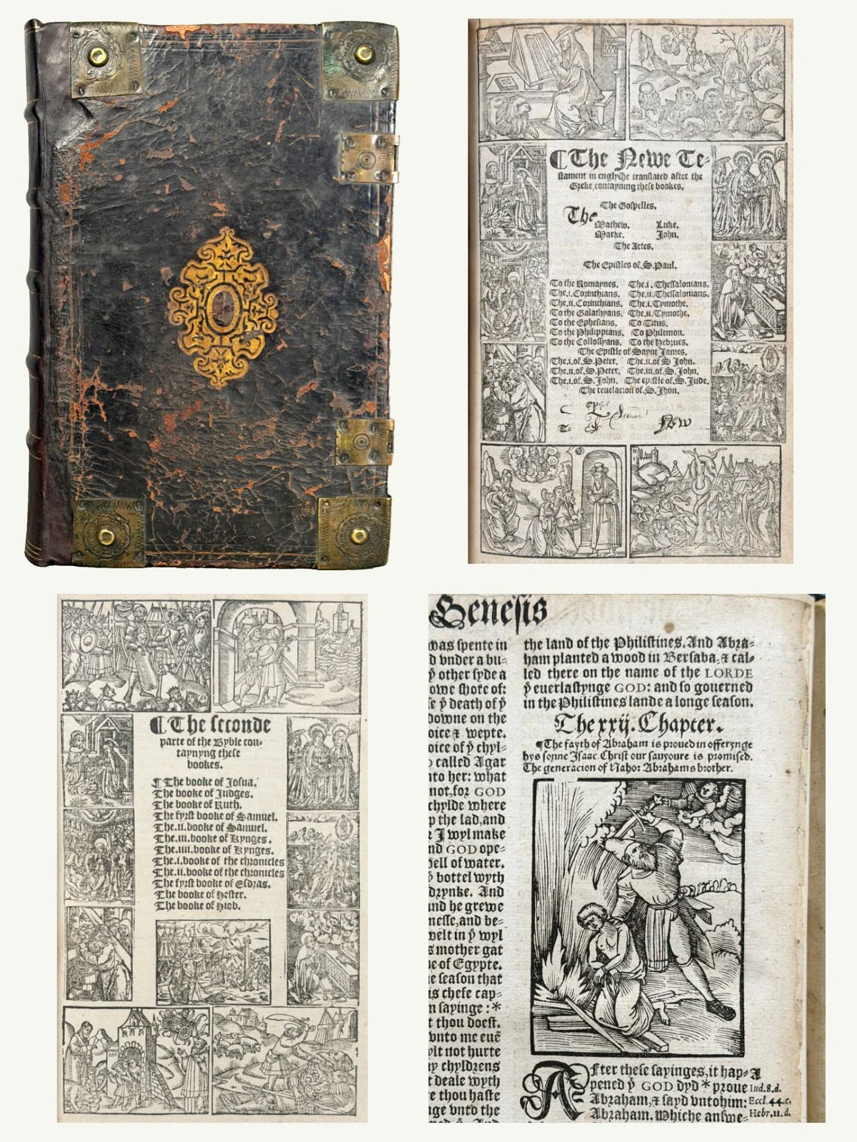 1549 Folio Great Bible with Four Title Pages in Contemporary Boards with Metalwork