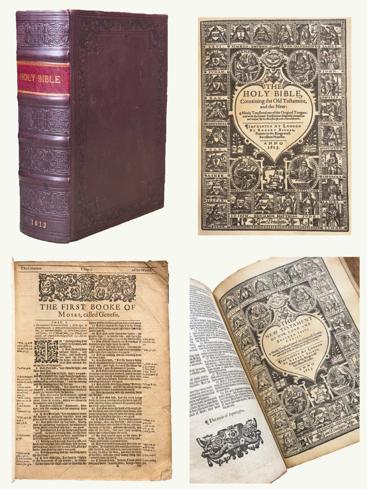 1613 First Black Letter Quarto Edition King James He Bible