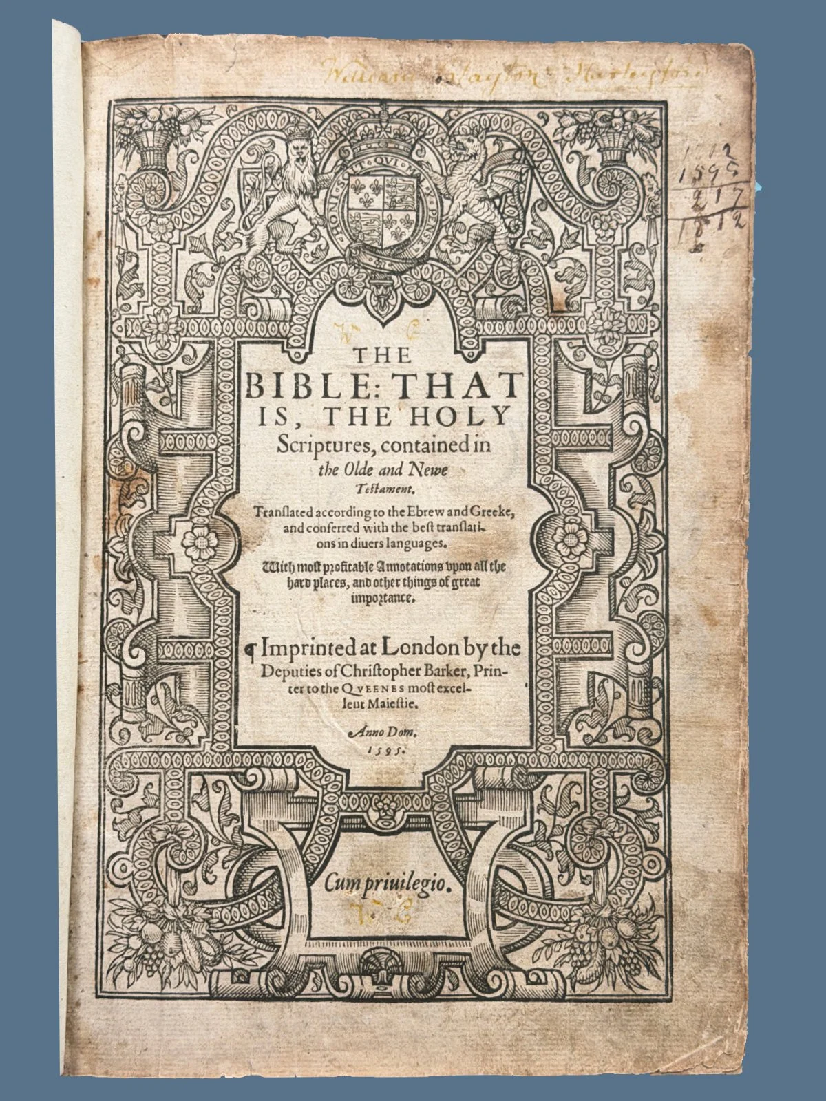 Title Page to the Geneva Bible