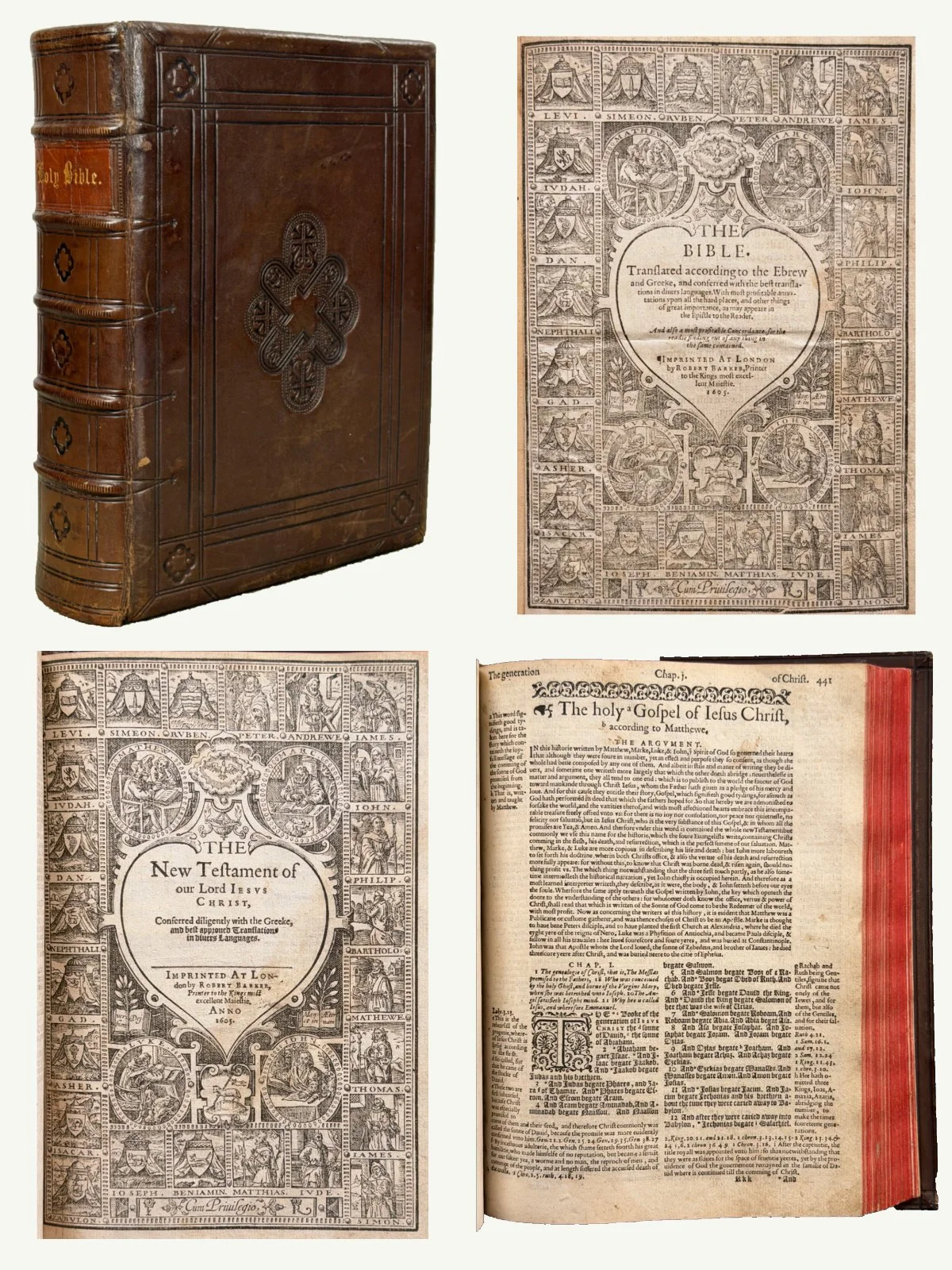 1605 Black Letter Geneva Bible in Polished Calf Binding