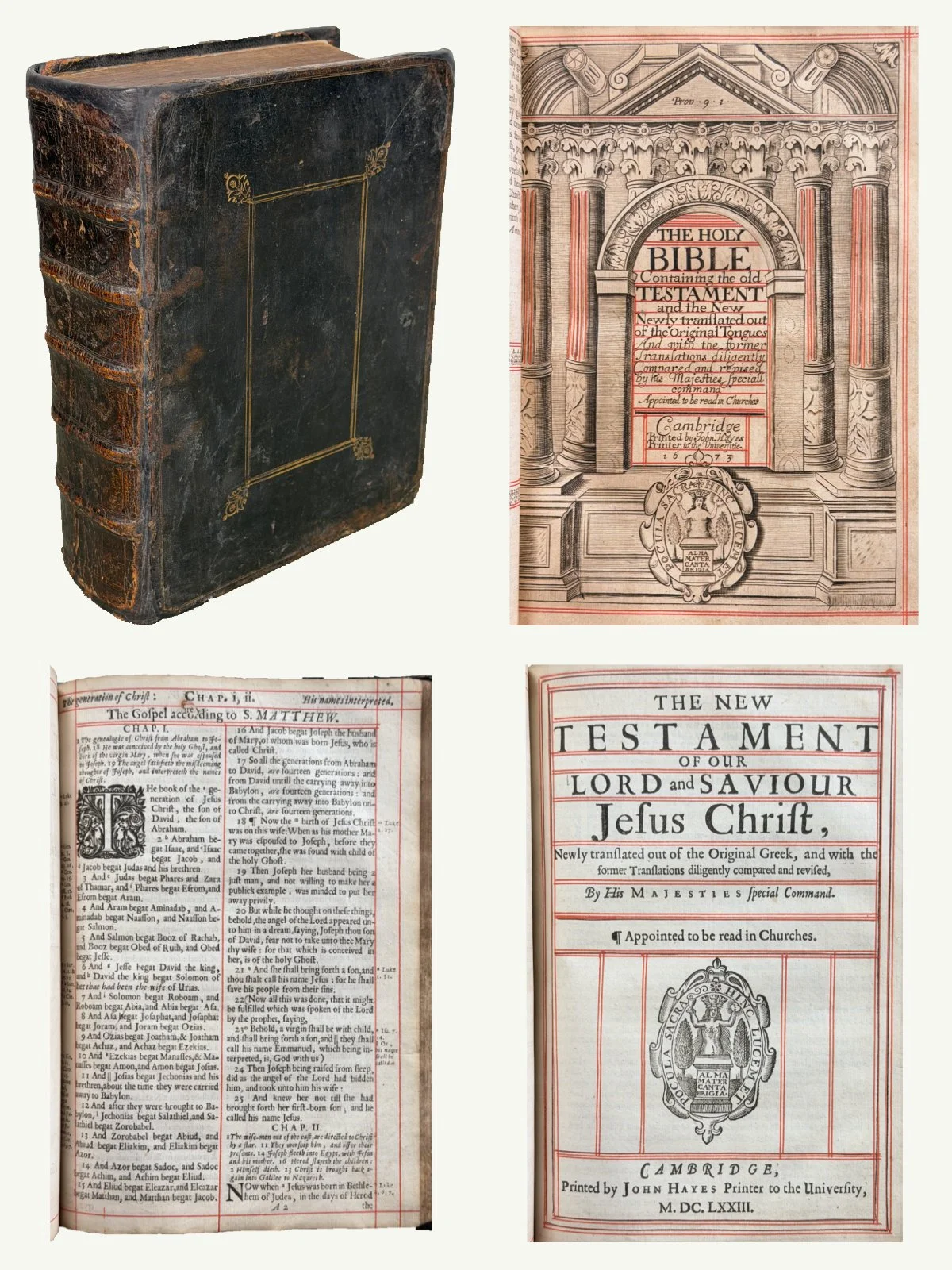 1673 Quarto Red Ruled King James Bible in Contemporary Binding