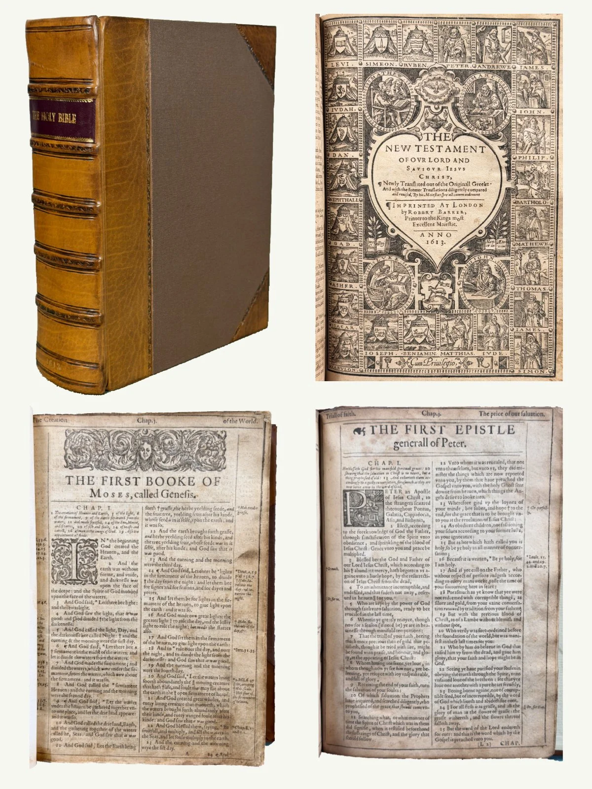 1613 Early Quarto King James Bible with Genealogies