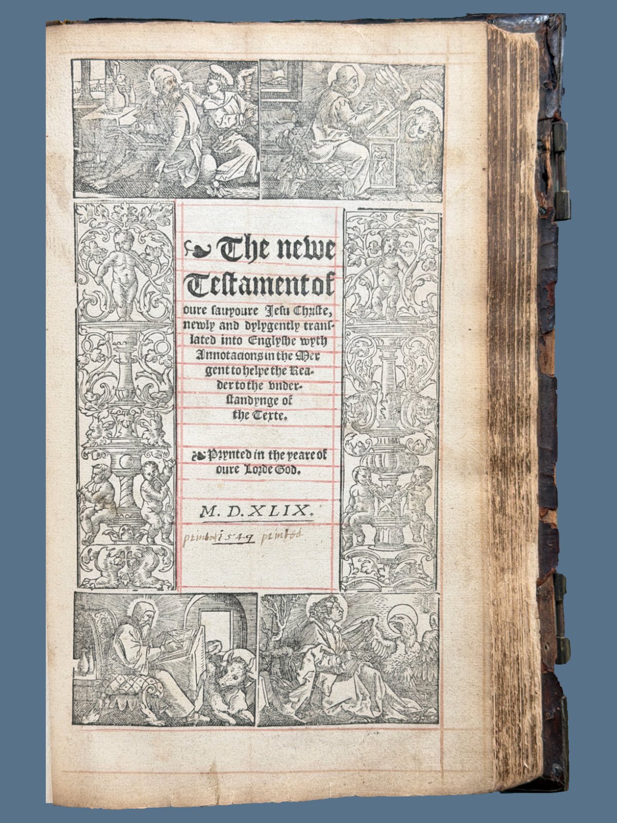 Red Ruled Title Page to New Testament of Tyndale Bible