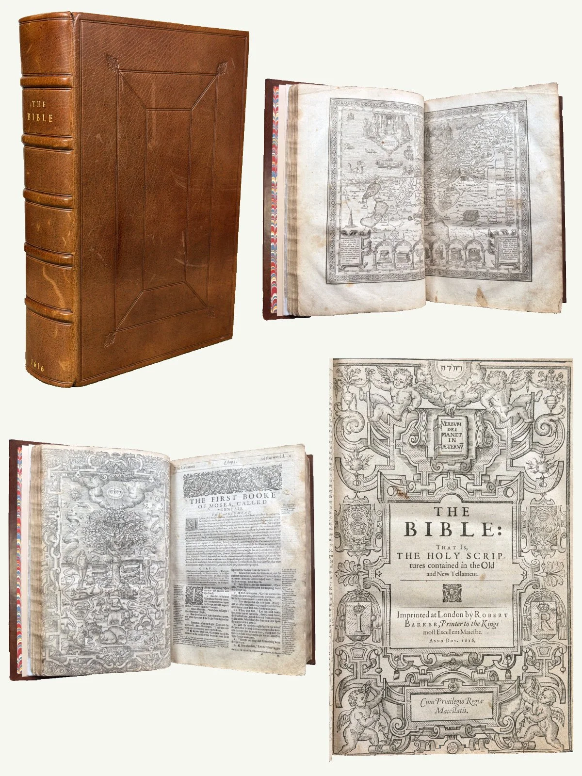 1616 Folio Geneva Bible with Double-Page Map - Last Folio Geneva Printed in England