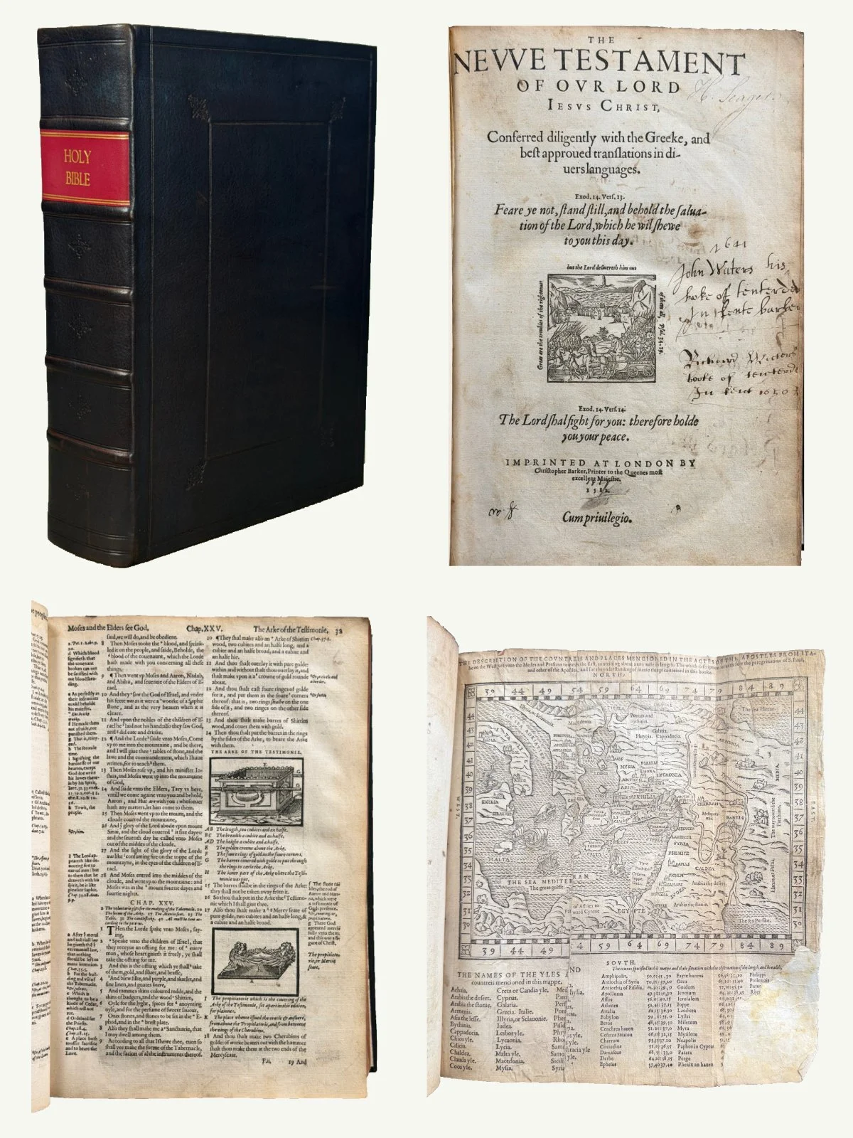 1582 Early Folio Geneva Bible with Two Large Maps