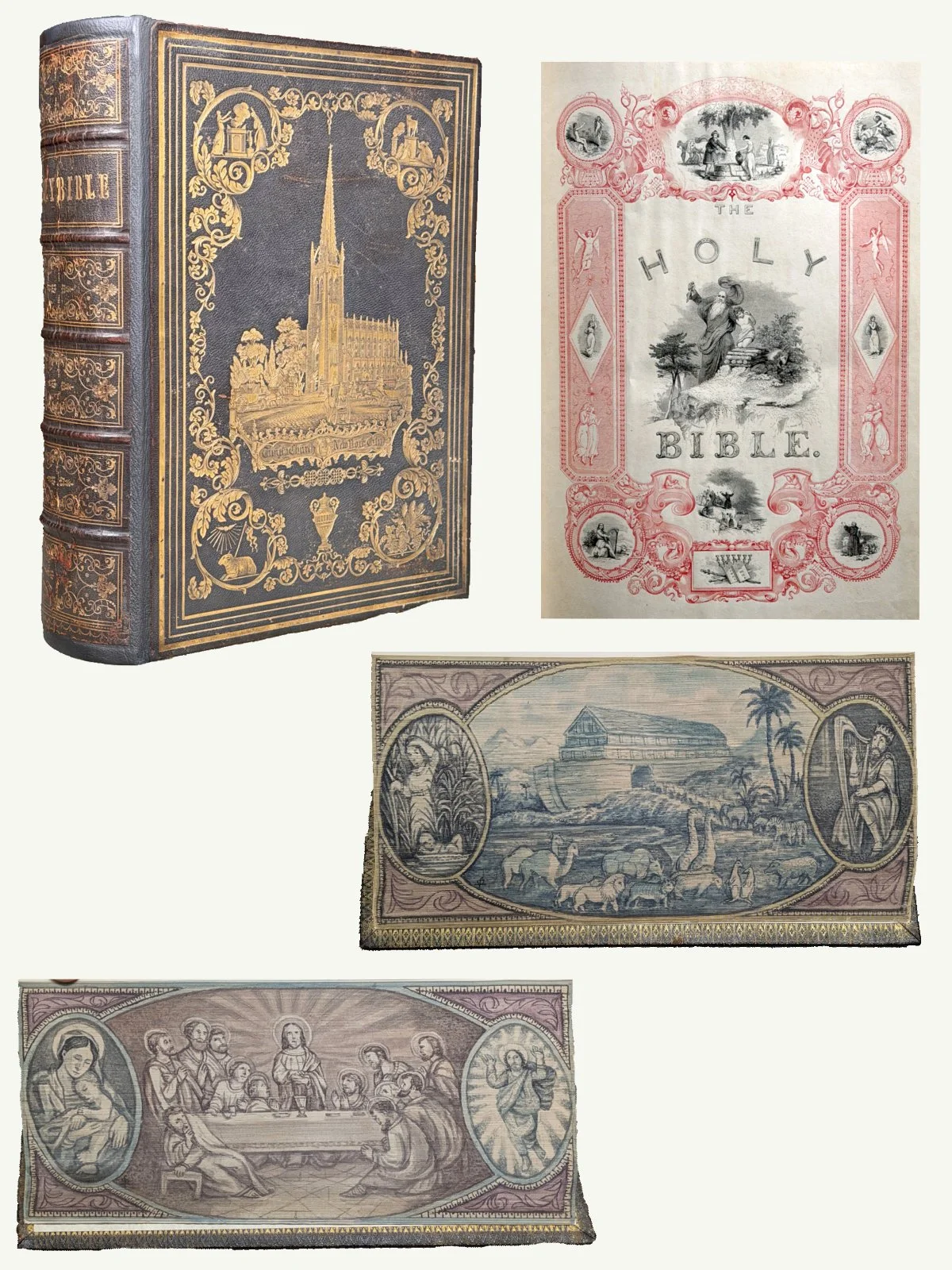1846 Illuminated Harper Bible with Double Fore-Edge Painting