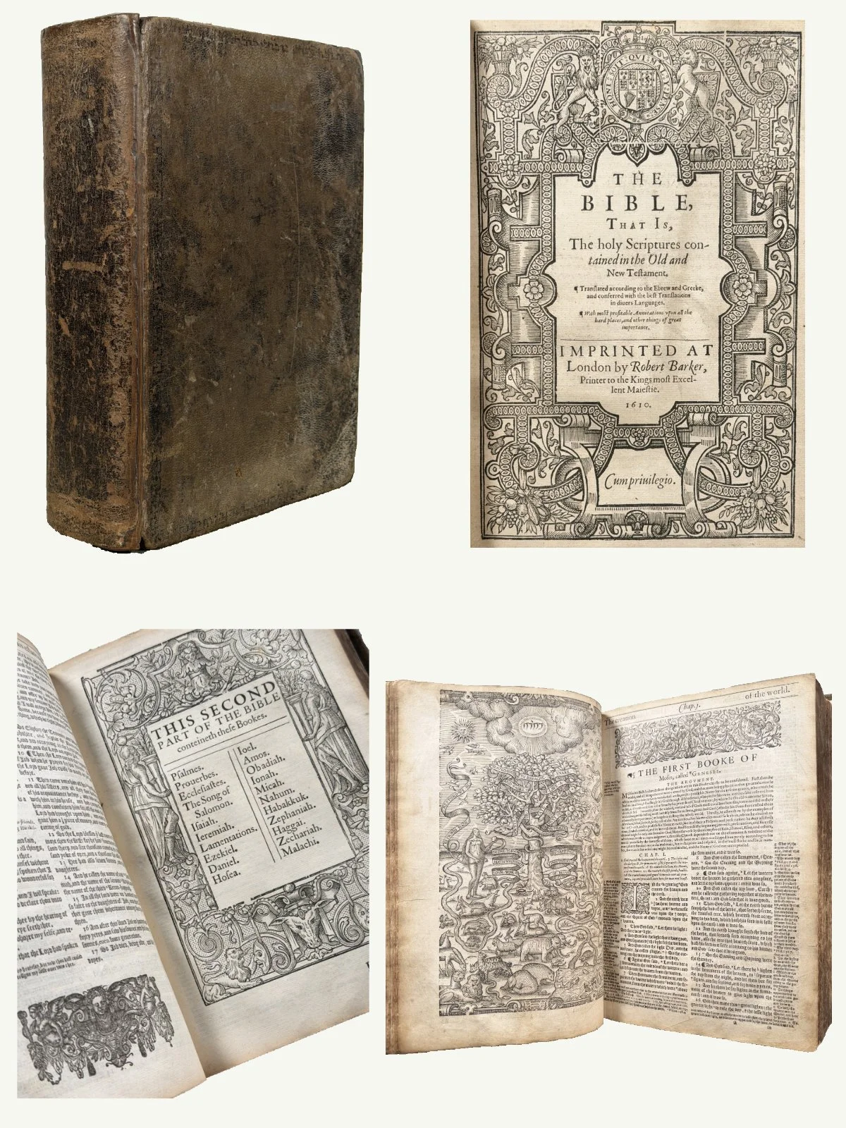 1610 Folio Illustrated Geneva Bible with Adam and Eve Woodcut