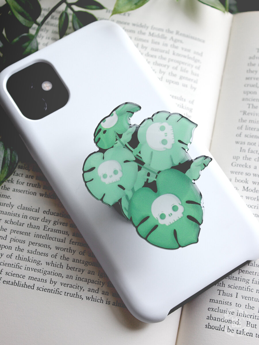 Phone Grip | Skull Monstera