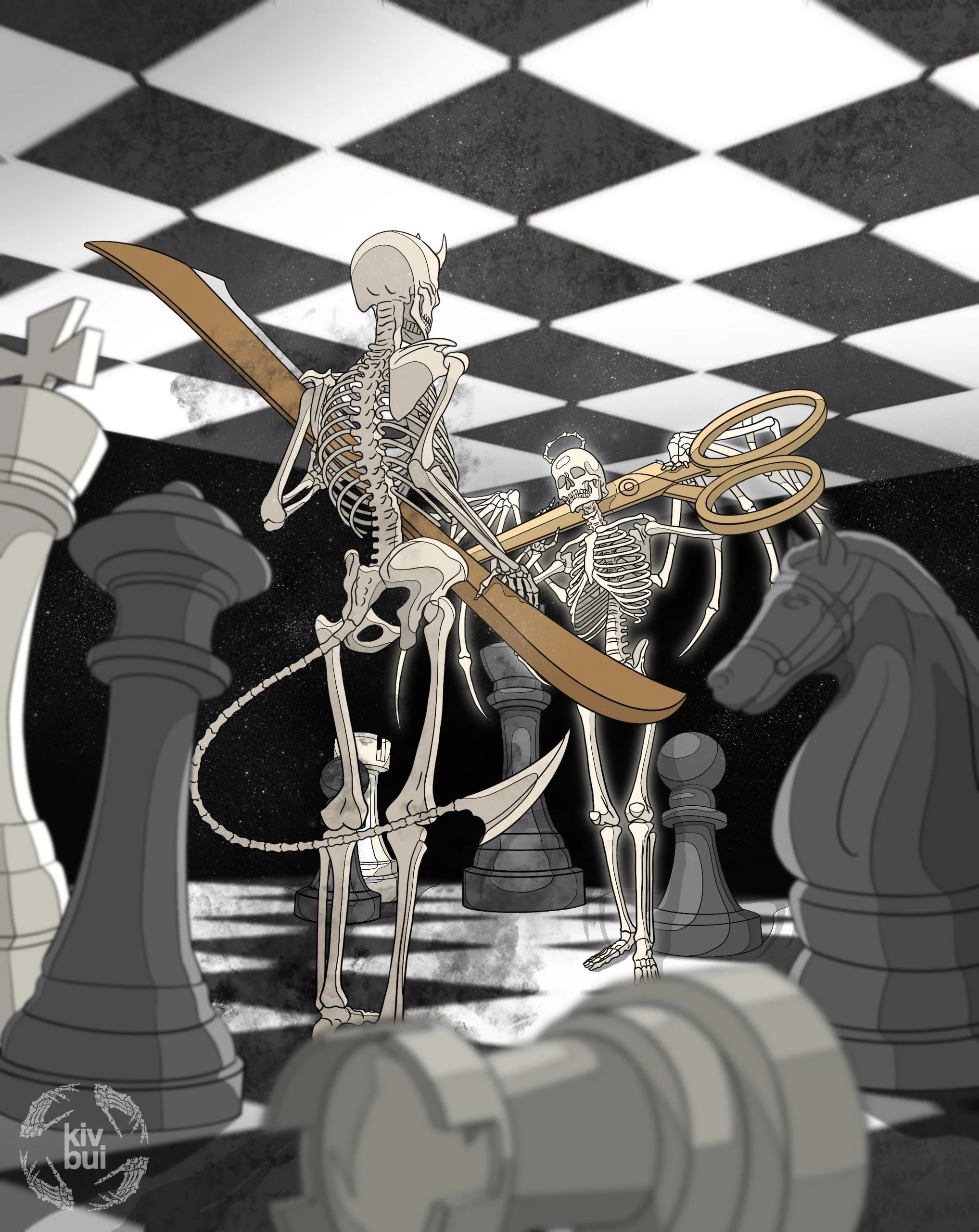 💀 Checkmate 💀
-
The Angel and The Demon of The Lost Soul Kingdom constantly challenge each other with hypothetical questions. Their tones shift effortlessly&mdash;from threatening to teasing, from flirting to friendly banter&mdash;only stopping whe