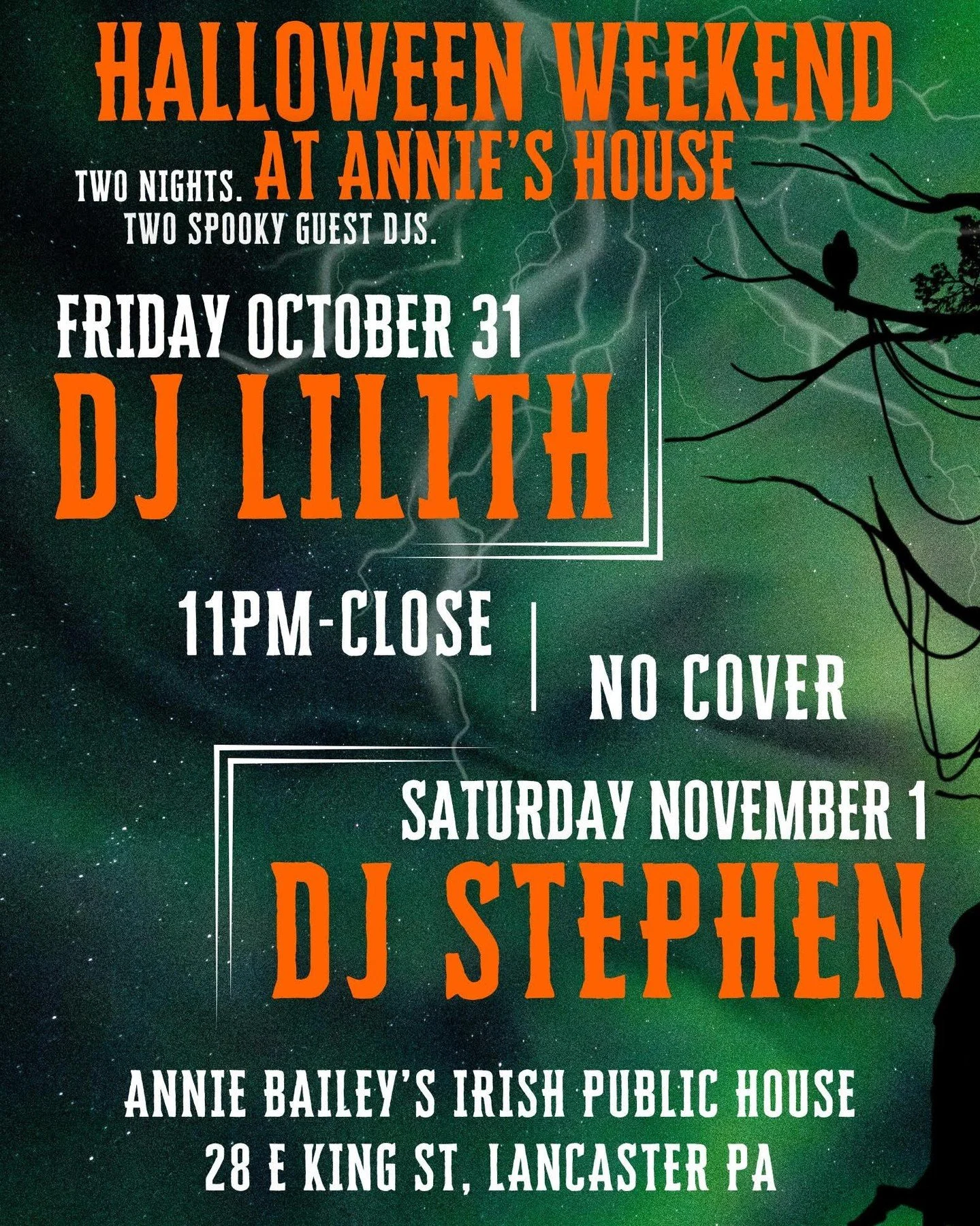 Ready for a spooktacular weekend? Annie&rsquo;s House is throwing the ultimate Halloween bash&mdash;two nights, two DJs, and all the late-night energy you can handle! 🎃

Friday, October 31: DJ Lilith takes over the decks from 11pm-close. No cover!
S