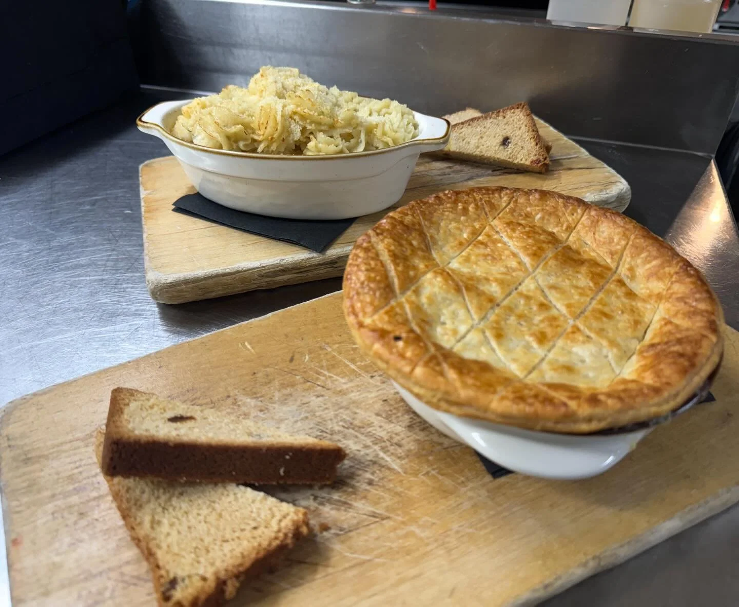 A little BTS from the kitchen today! Our Shepherd&rsquo;s Pie and Chicken Pot Pie getting ready for service. 🥧✨

All week long, when you order either of these Irish favorites, a portion goes directly to Community Action Partnership&rsquo;s network o