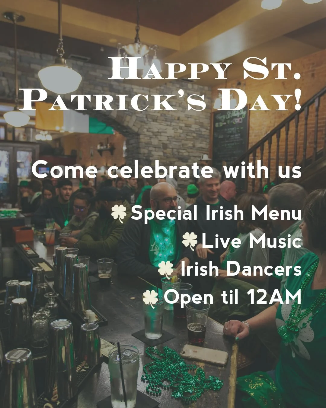Happy St. Patrick&rsquo;s Day from Annie Bailey&rsquo;s! 🍀

Come join us at the pub to experience Irish tunes, Irish food and the holiday you crave all year long! We&rsquo;re serving up classics such as our Corned Beef &amp; Cabbage, Dublin Spice Ba