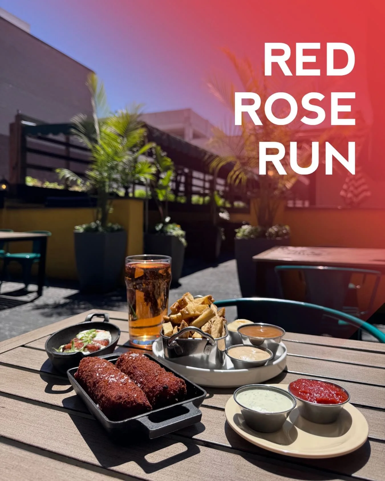 Are you participating in the Red Rose Run this year? If you&rsquo;re running on June 6th, join us afterwards for a special promotion just for you! 🌹

We&rsquo;re offering 1 free item (cheesy champ sticks, house cut fries or bacon potato cakes) when 