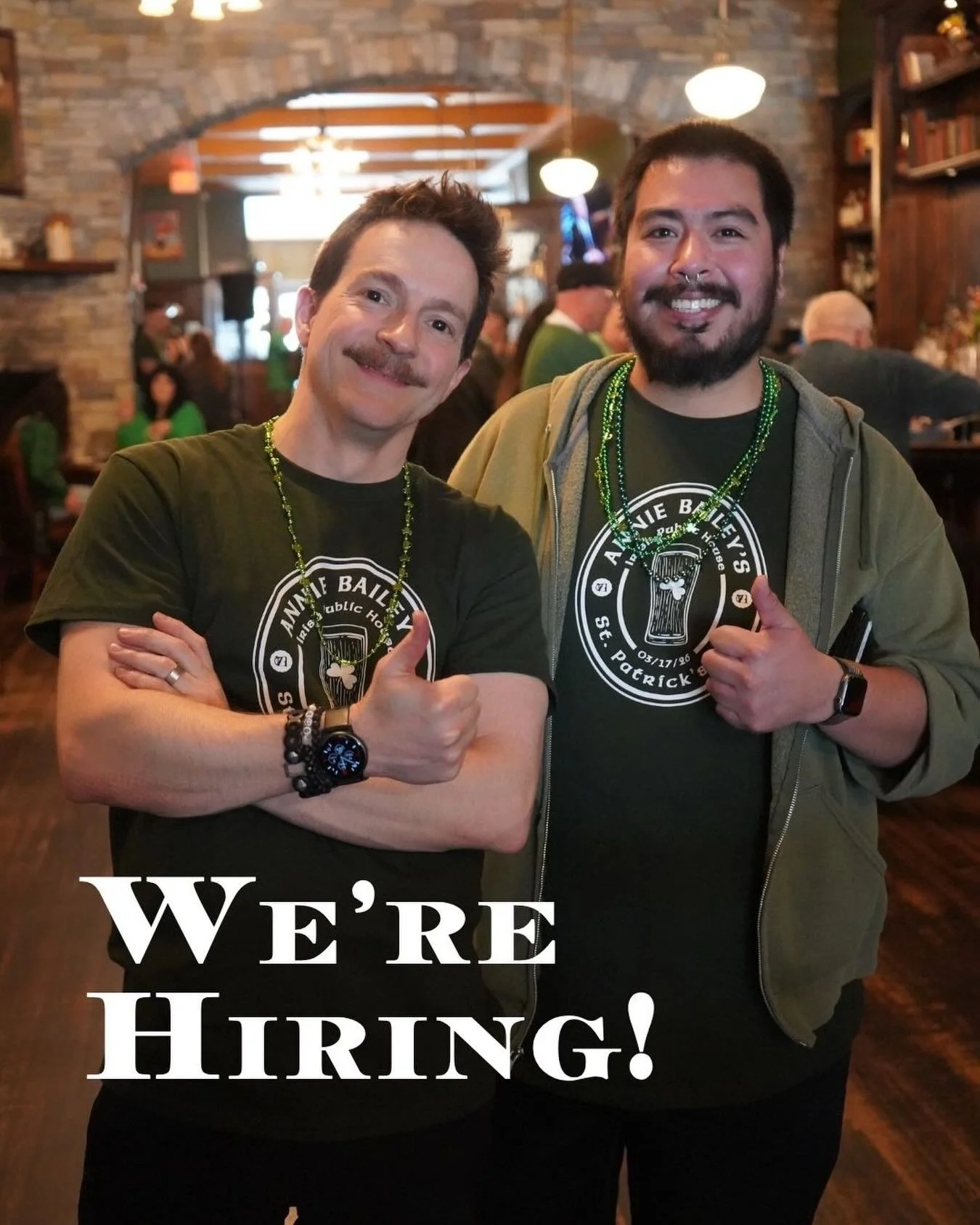 We&rsquo;re hiring hosts, food runners and bussers! Apply to join a close knit team, dedicated to hospitality and achieving 100,000 welcomes in Downtown Lancaster.

Apply at tfbhospitality.com under &lsquo;Careers.&rsquo; 

Slainte! ☘️