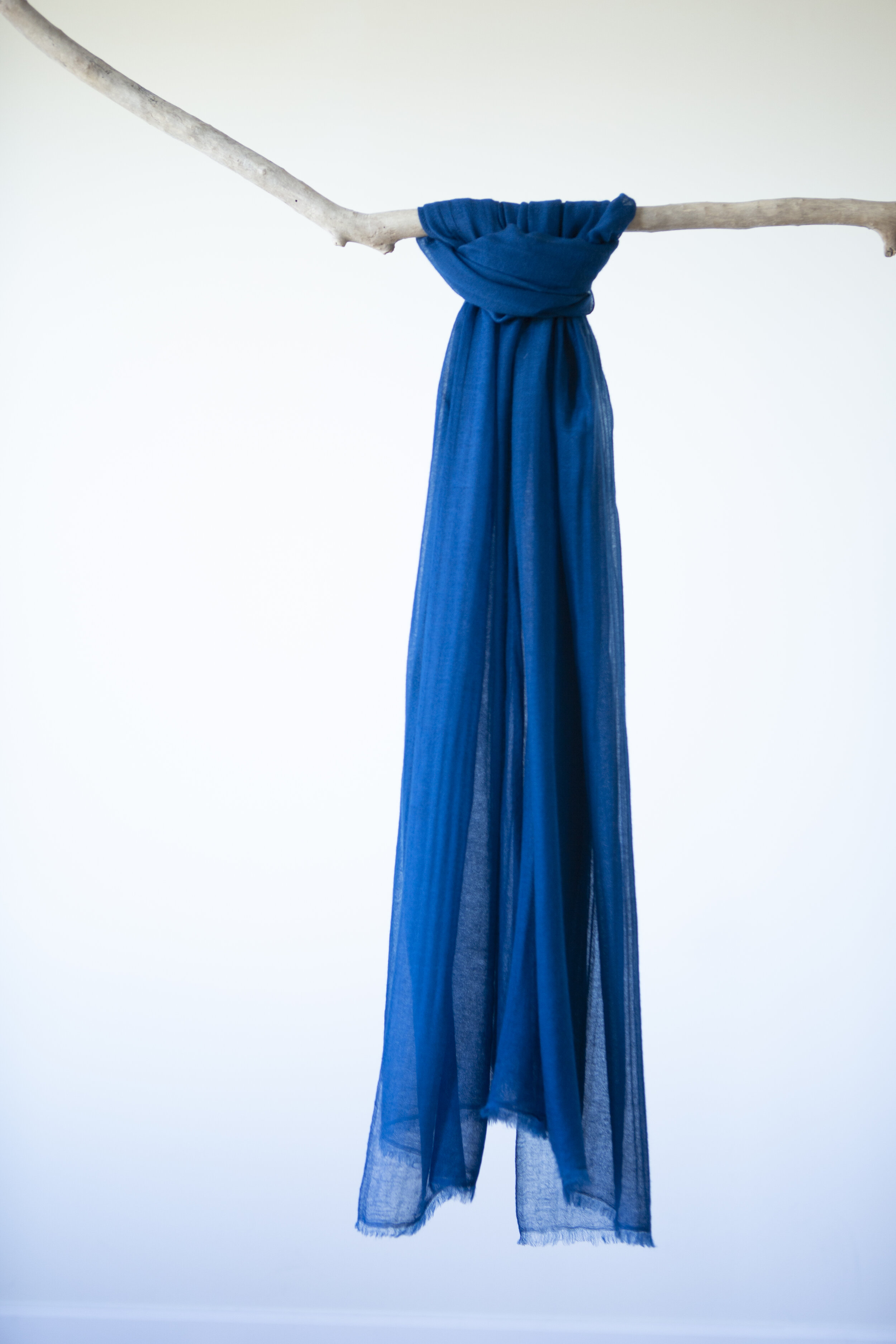 Cashmere Indigo Ring Stole - Handspun + Handwoven