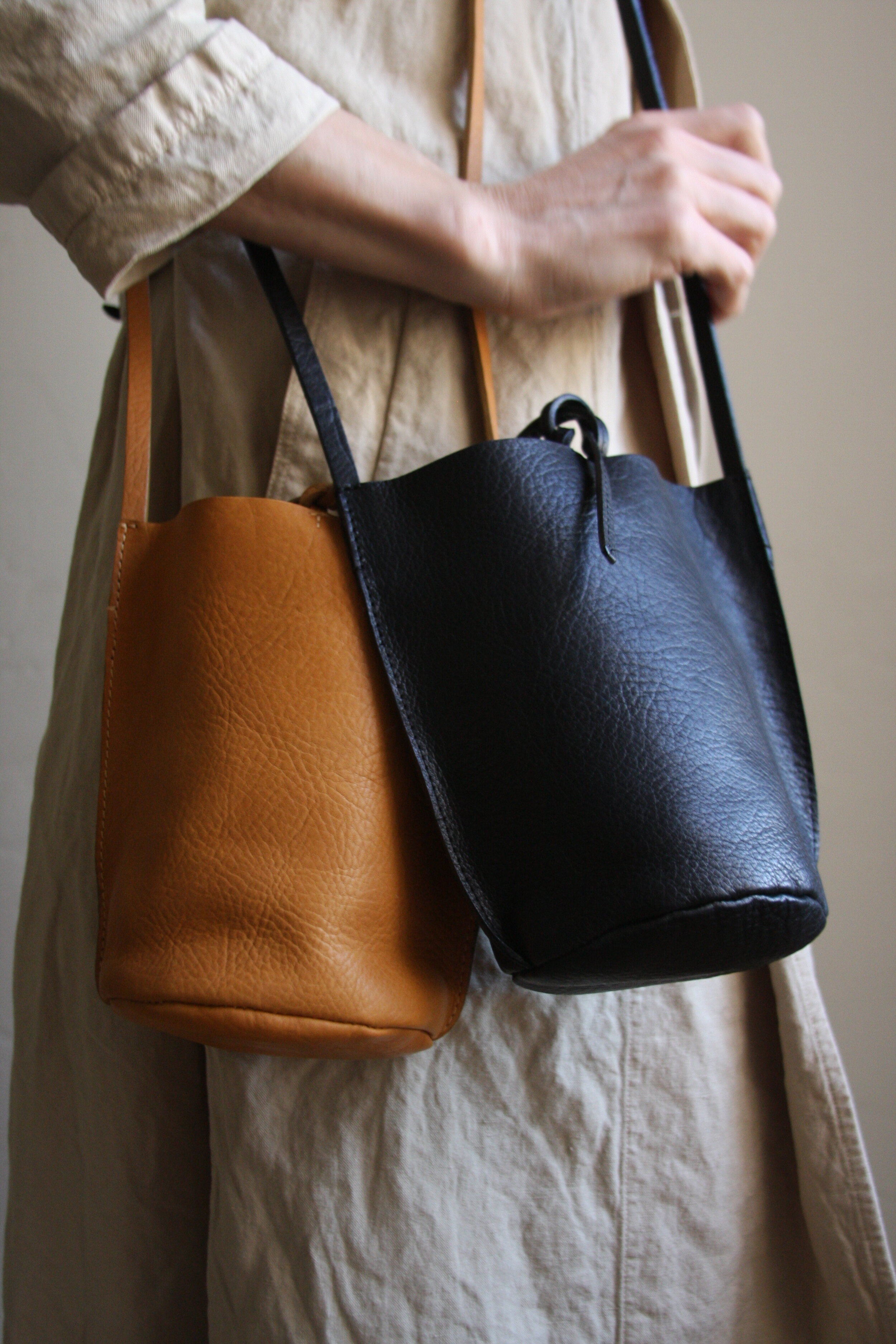 Mini Bucket Bag - Vegetable Tanned Camel
